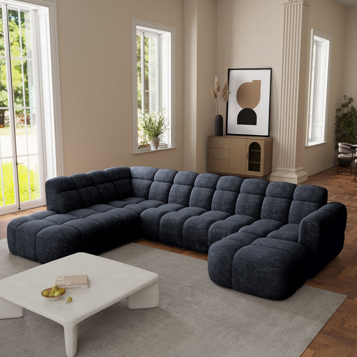 BELIZ XL Canapé panoramique tissu noir - Angle droit