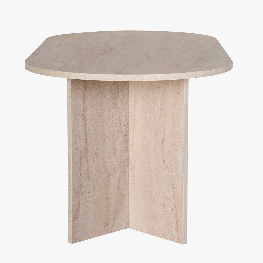 BELORA Table à manger ovale beige 180 cm