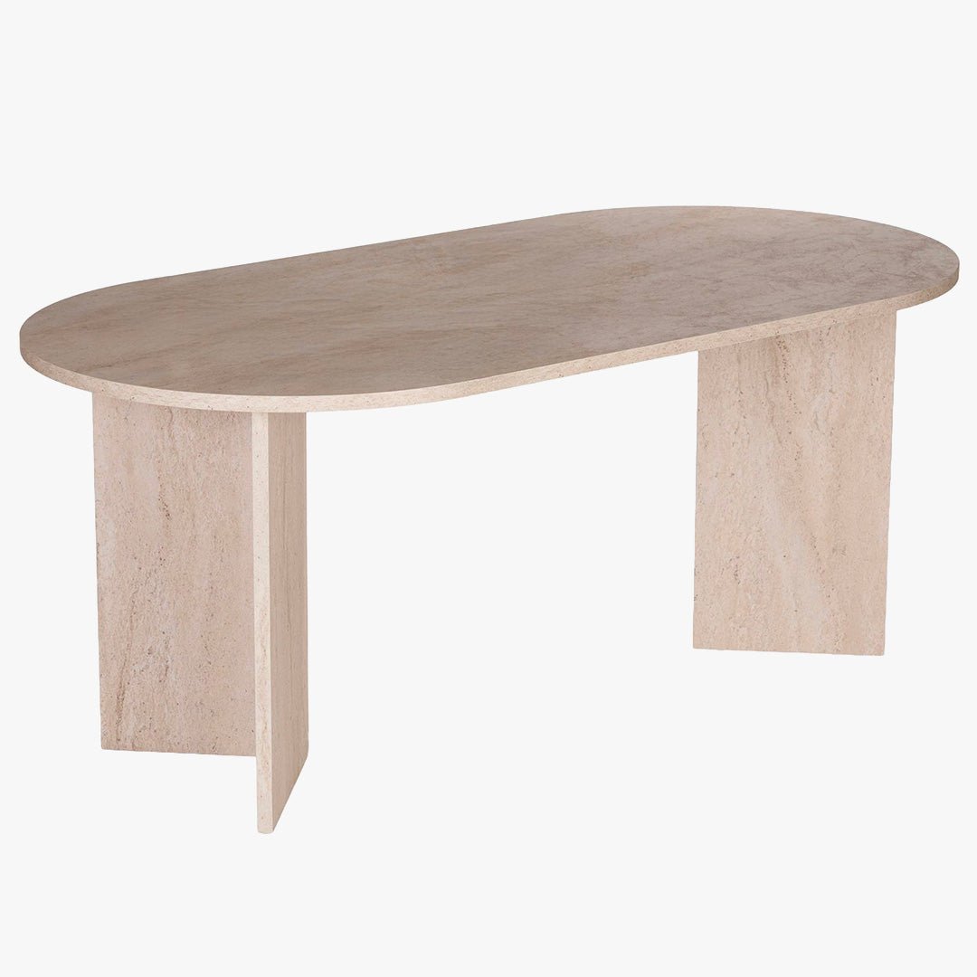 BELORA Table à manger ovale beige 180 cm