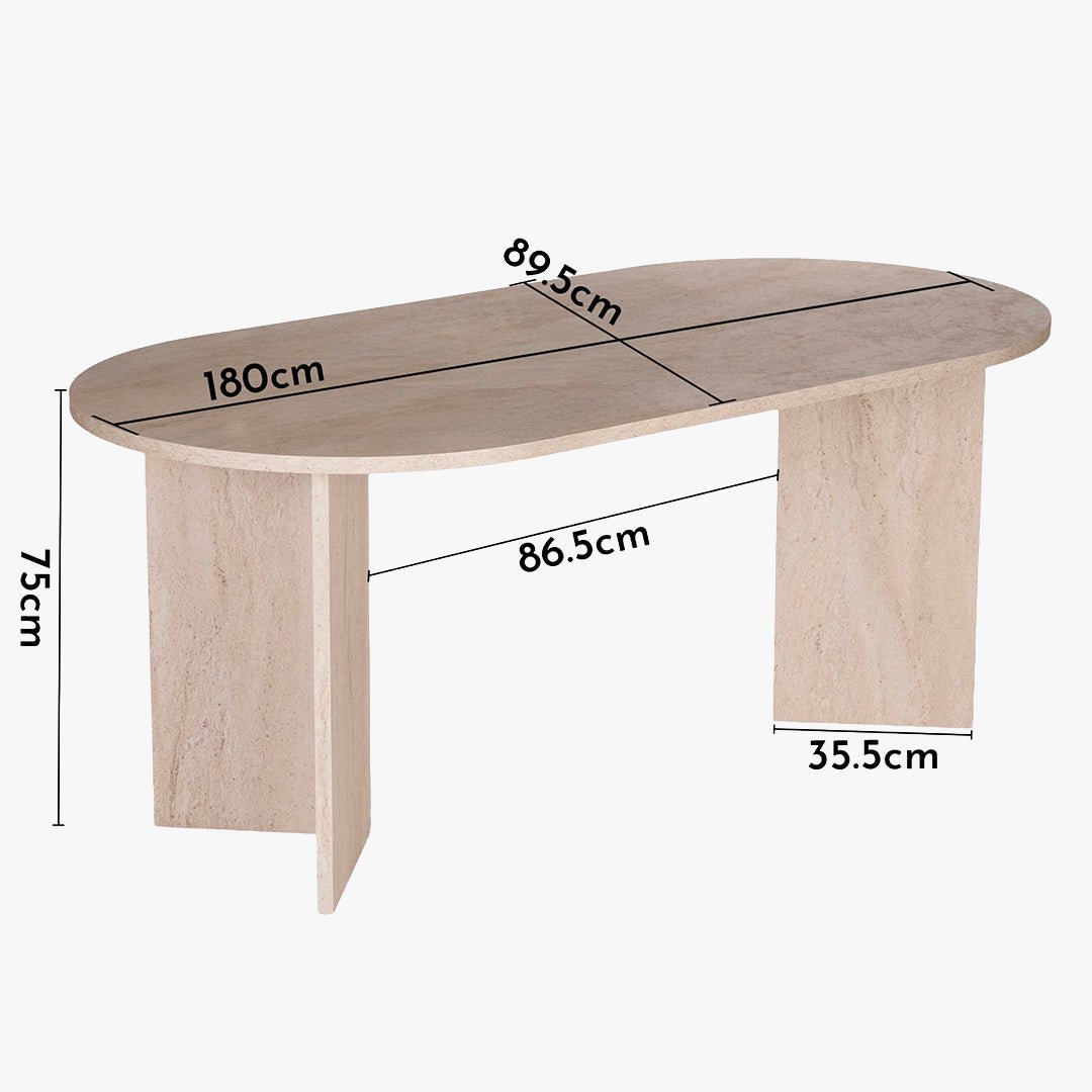 BELORA Table à manger ovale beige 180 cm