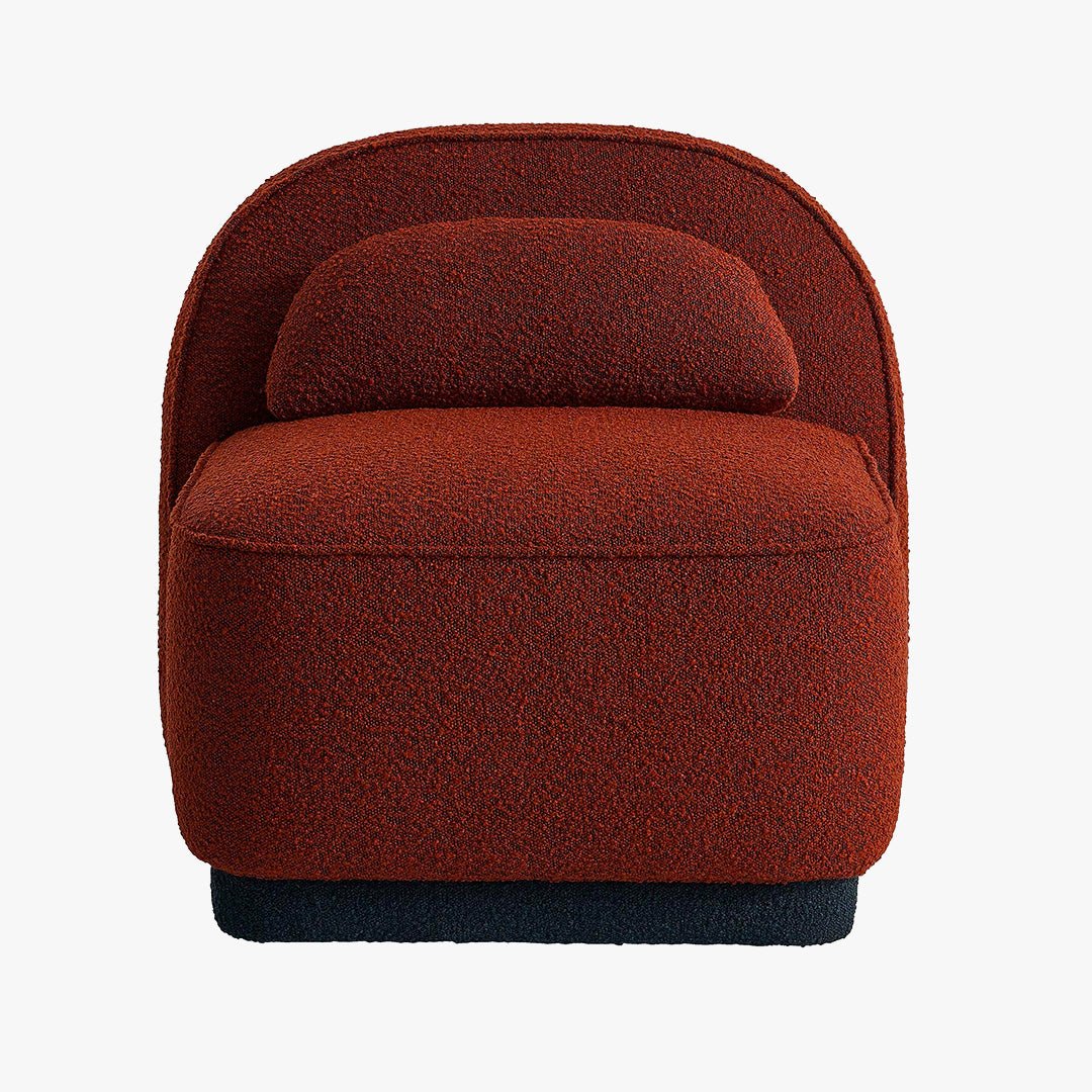 BERY Fauteuil pivotant en tissu bouclette terracotta