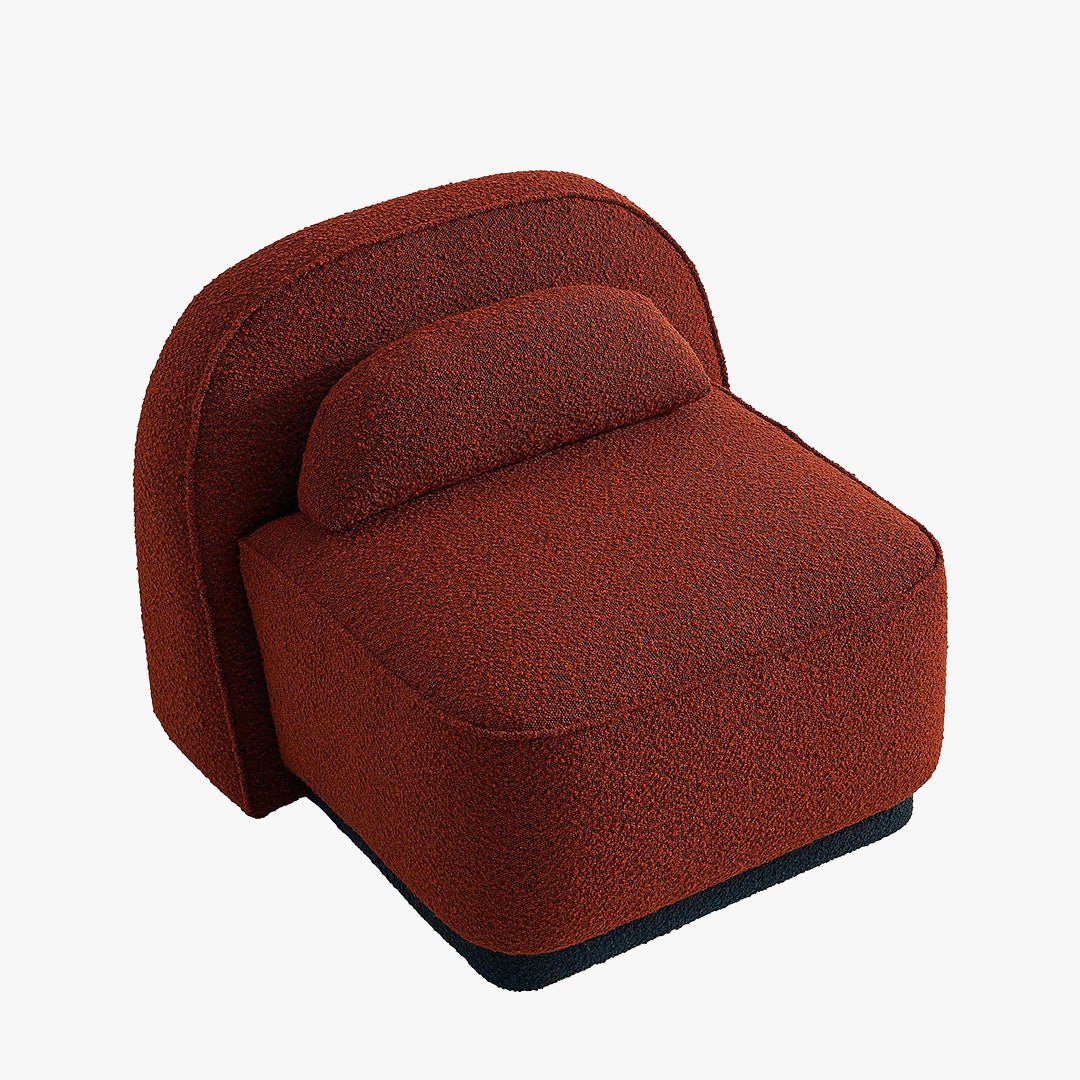 BERY Fauteuil pivotant en tissu bouclette terracotta