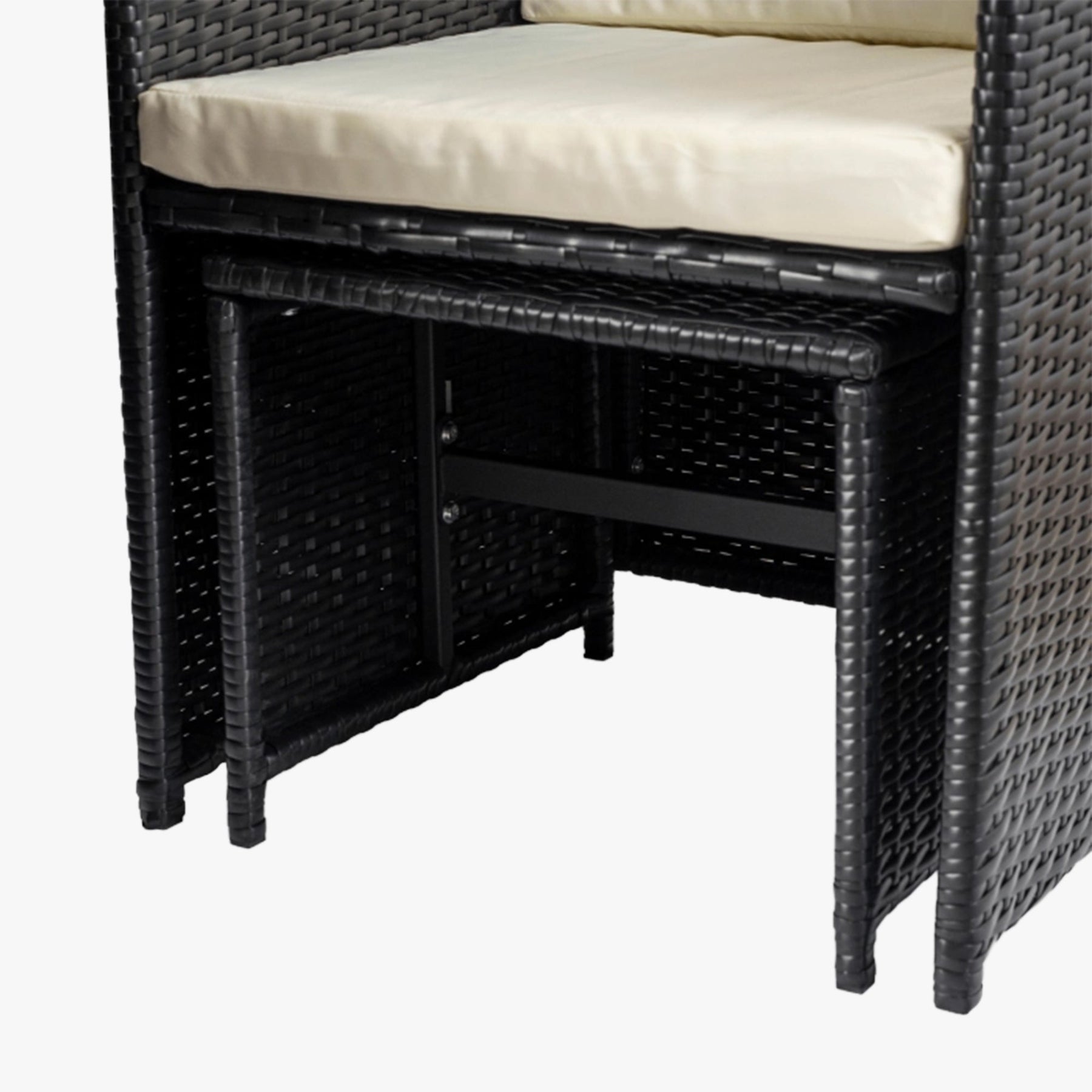 BONITO Ensemble de mobilier de jardin 8 places avec table en verre trempé noir
