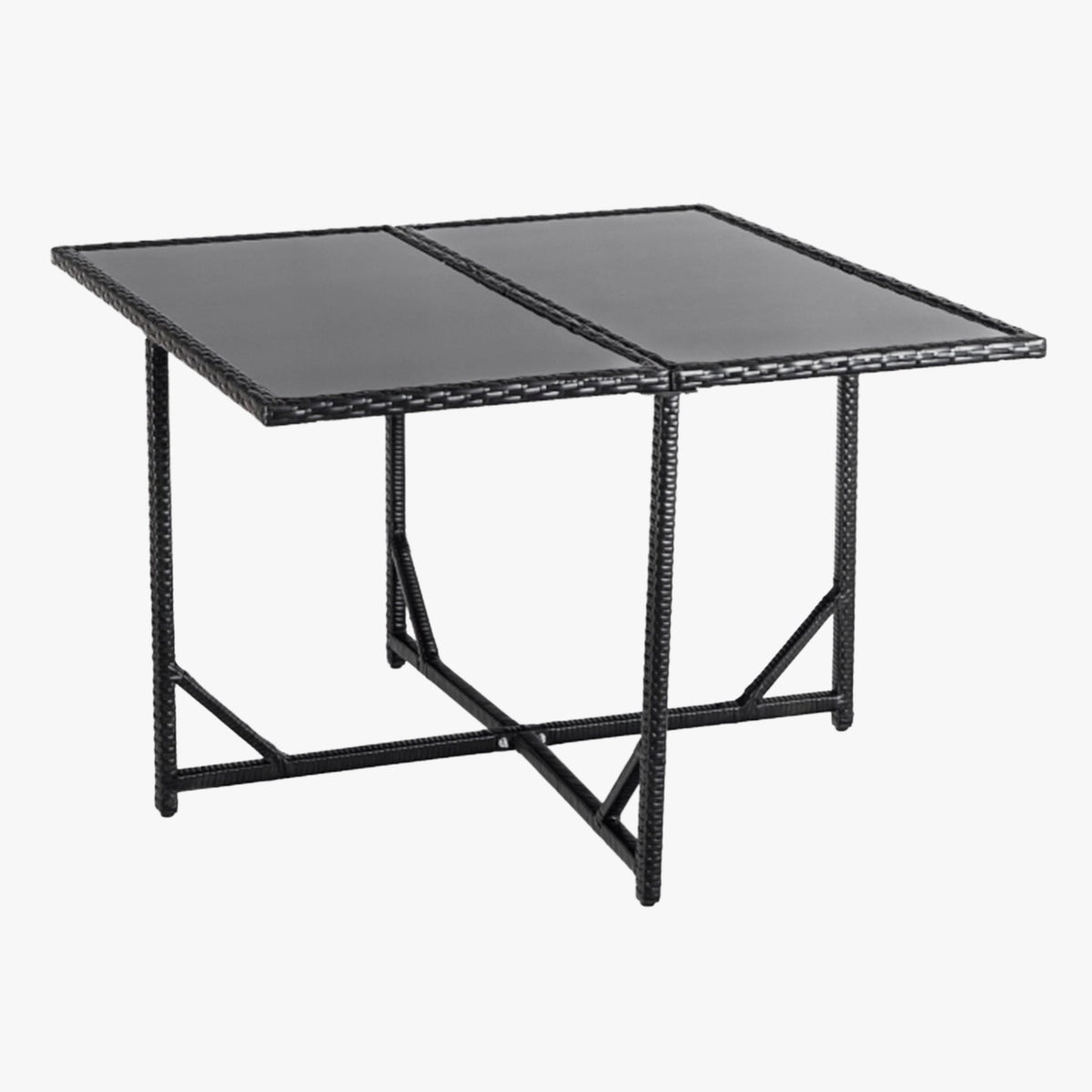 BONITO Ensemble de mobilier de jardin 8 places avec table en verre trempé noir