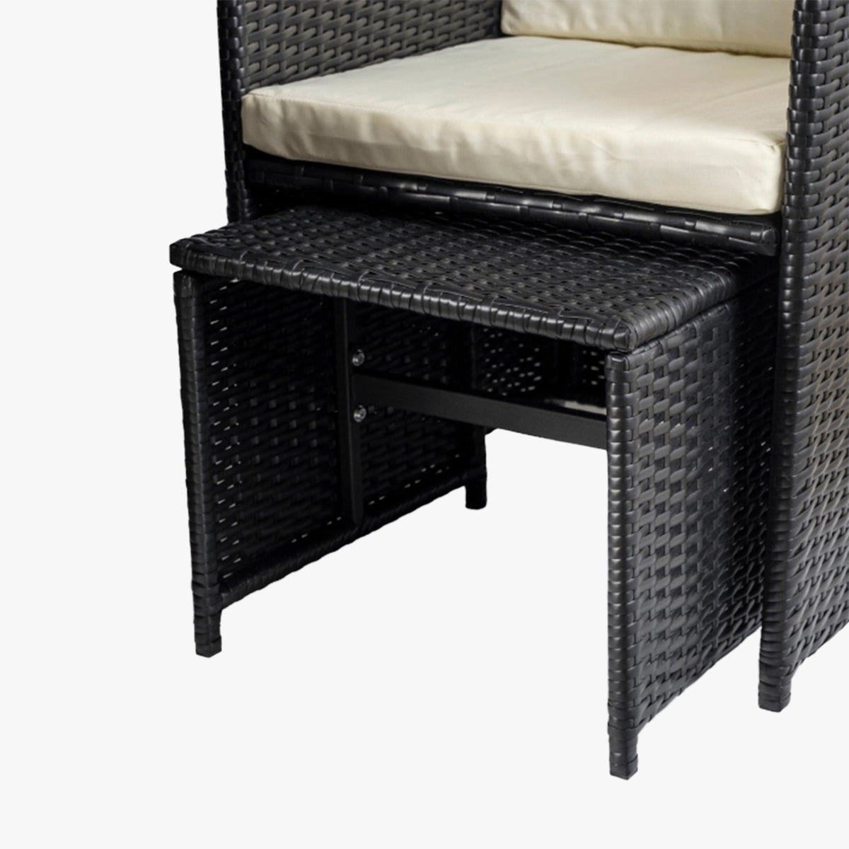 BONITO Ensemble de mobilier de jardin 8 places avec table en verre trempé noir