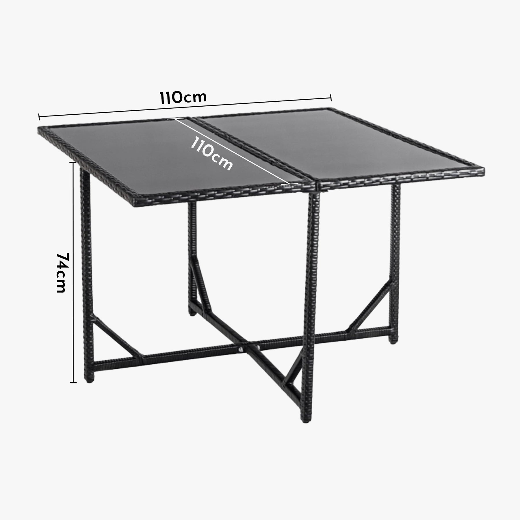 BONITO Ensemble de mobilier de jardin 8 places avec table en verre trempé noir