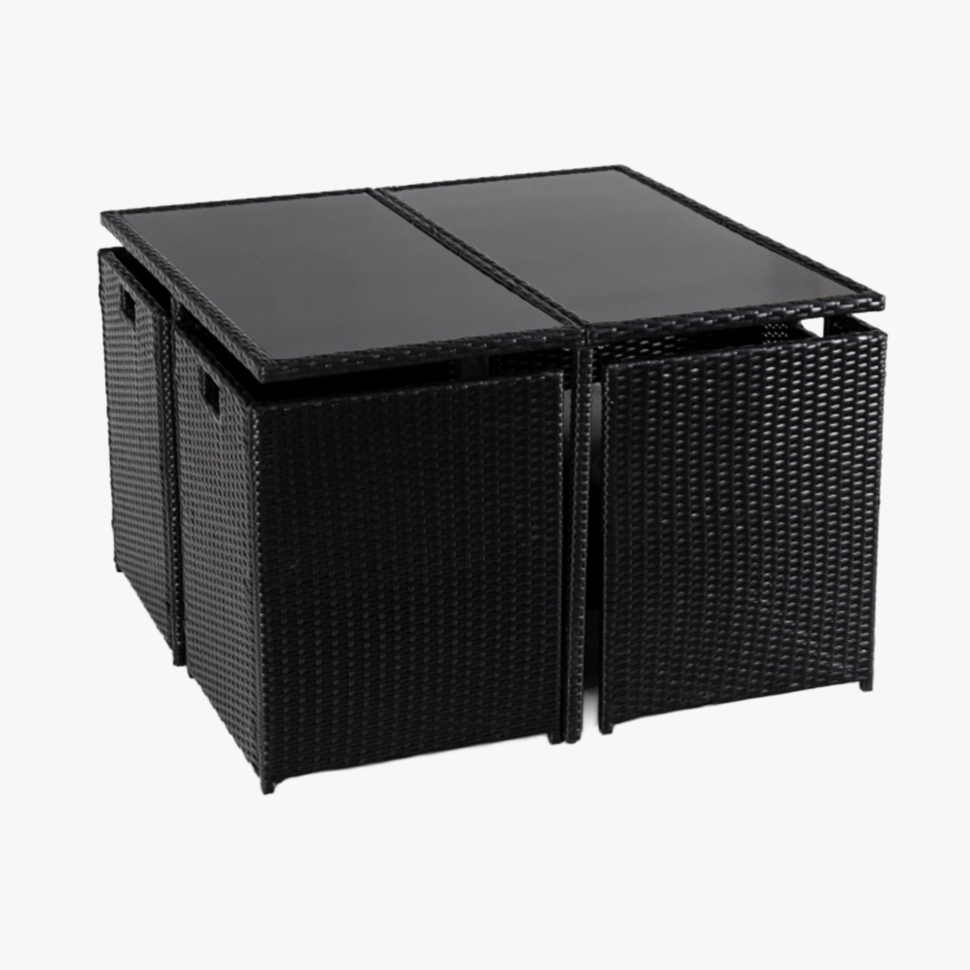 BONITO Ensemble de mobilier de jardin 8 places avec table en verre trempé noir