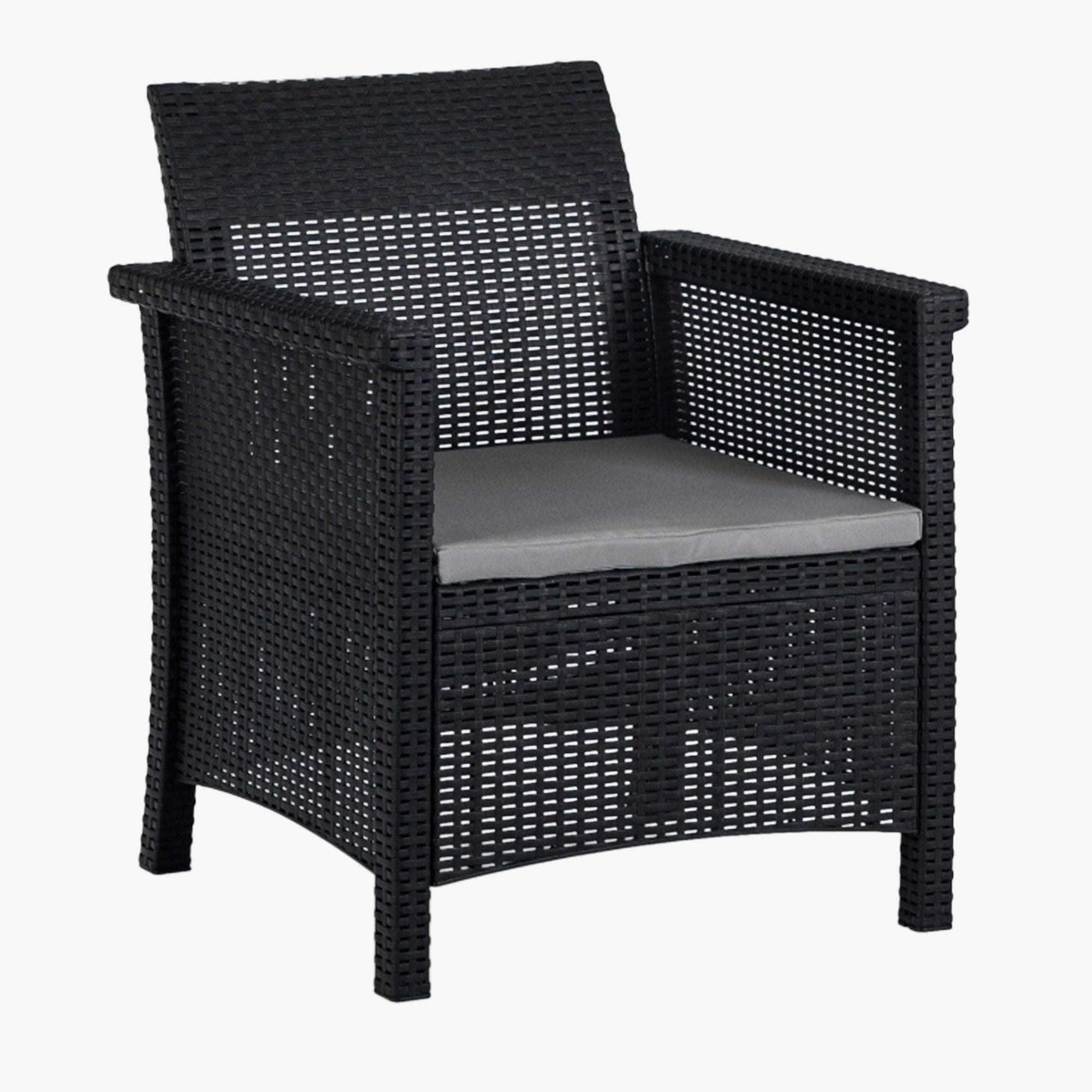 BRENTA Ensemble de mobilier de jardin 4 places avec table noir
