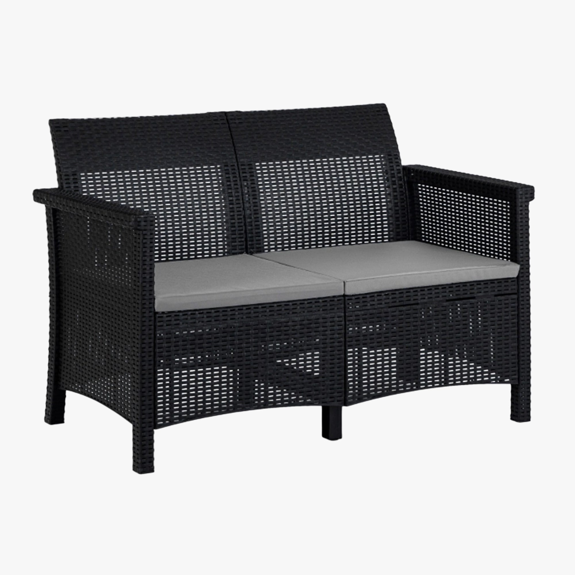 BRENTA Ensemble de mobilier de jardin 4 places avec table noir