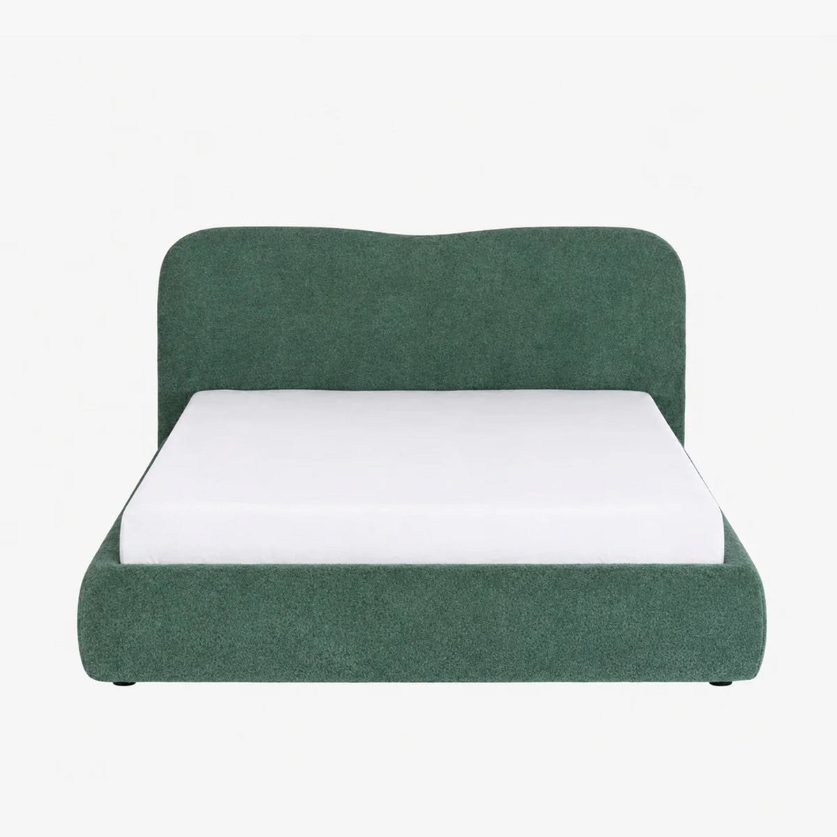 BRISTOL Lit double en tissu bouclette vert avec coffre 160x200 cm