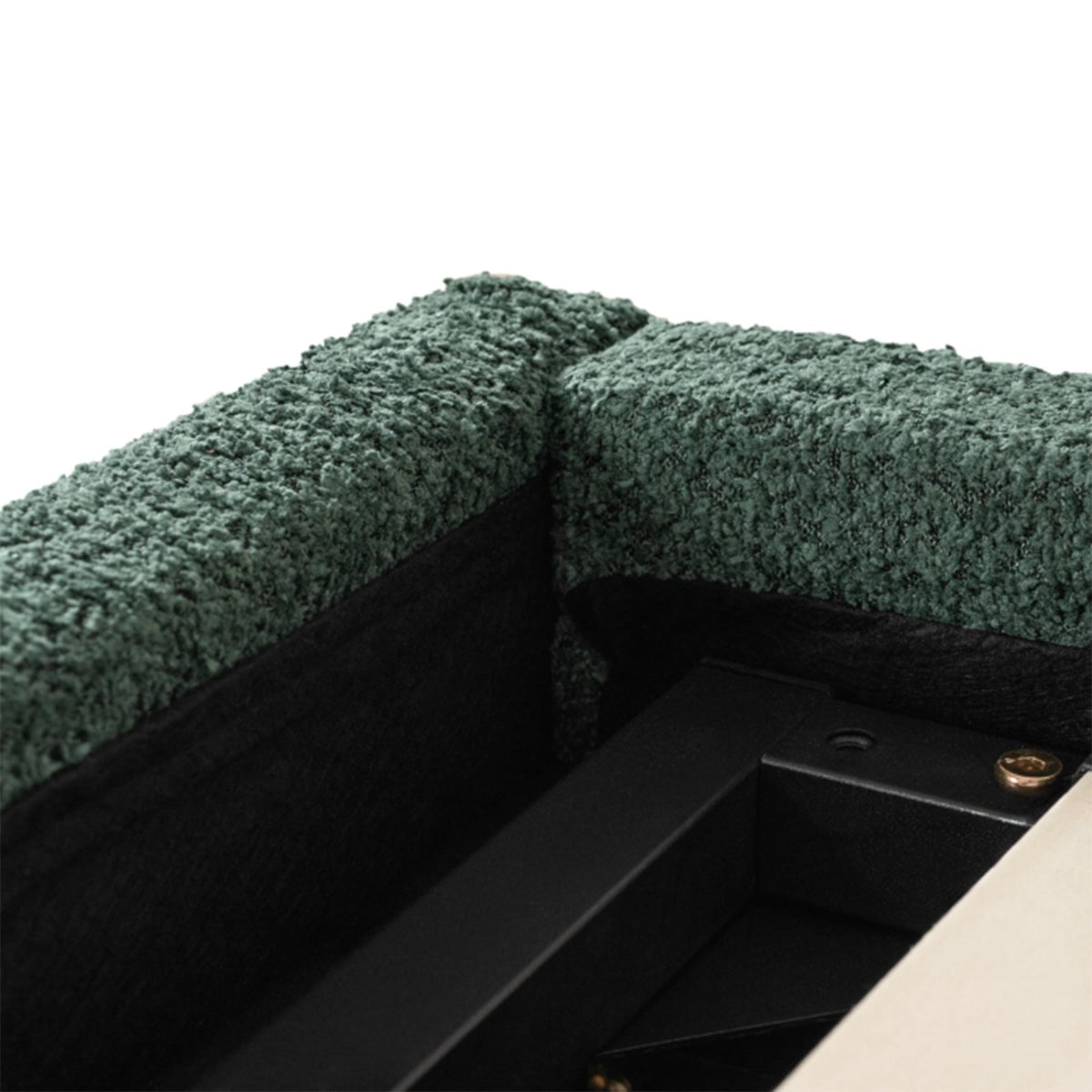 BRISTOL Lit double en tissu bouclette vert avec coffre 160x200 cm