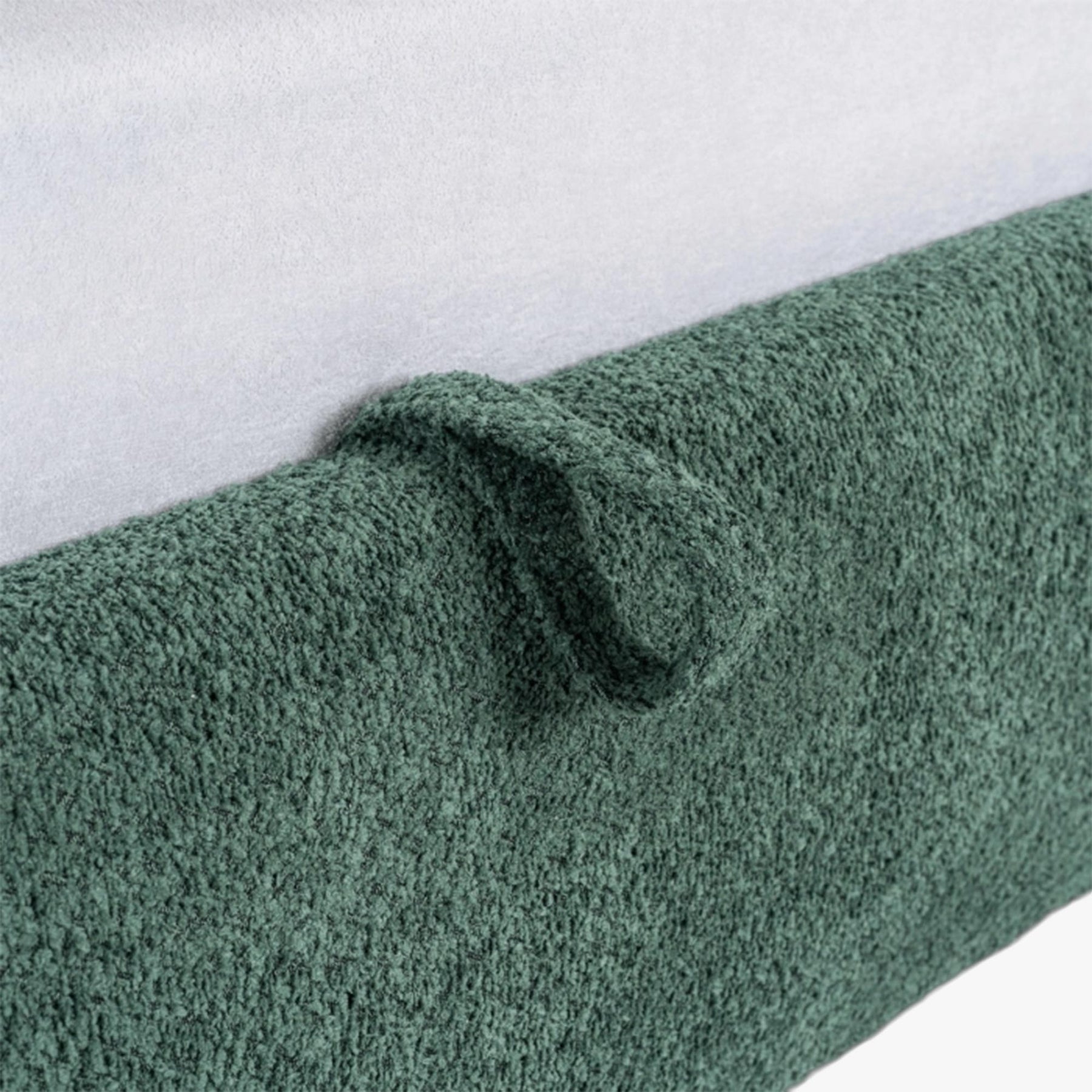 BRISTOL Lit double en tissu bouclette vert avec coffre 160x200 cm