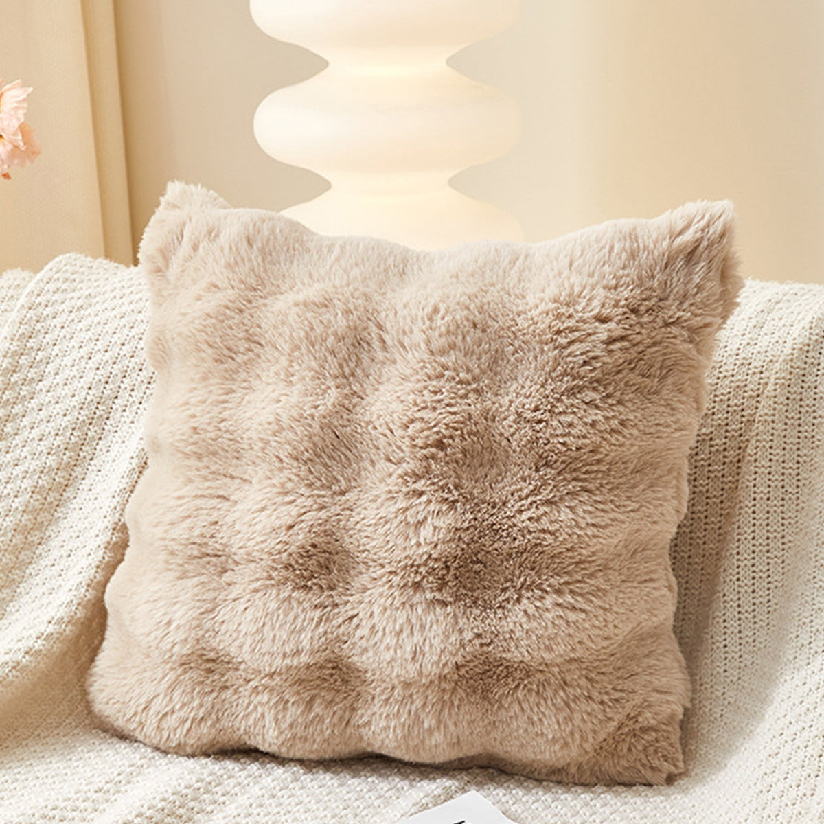 BUBBLE Coussin carré en tissu camel 43x43 cm