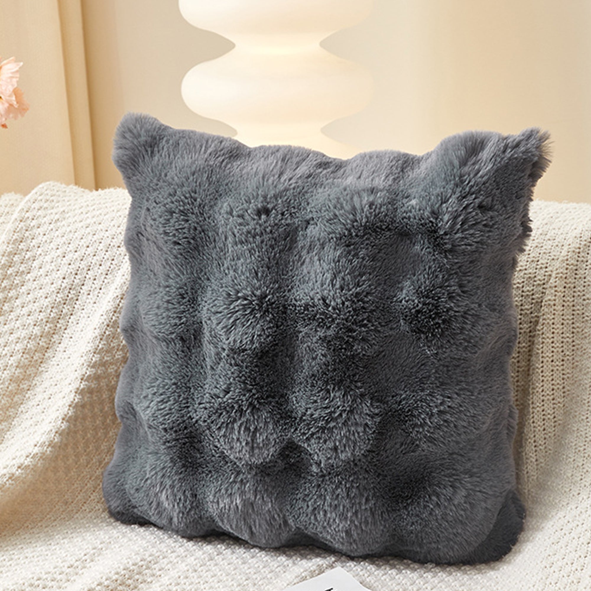 BUBBLE Coussin carré en tissu gris 43x43 cm