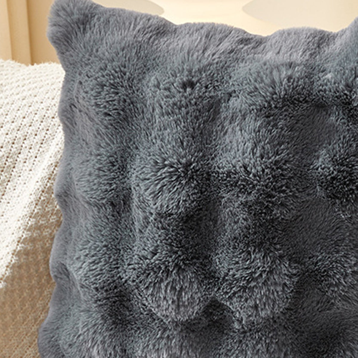 BUBBLE Coussin carré en tissu gris 43x43 cm