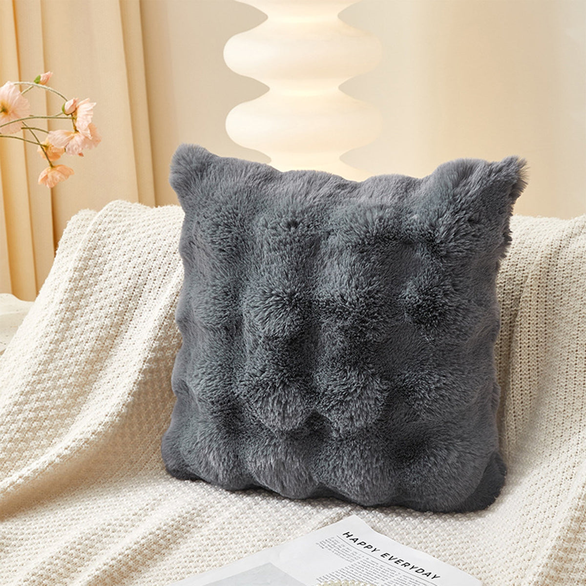 BUBBLE Coussin carré en tissu gris 43x43 cm
