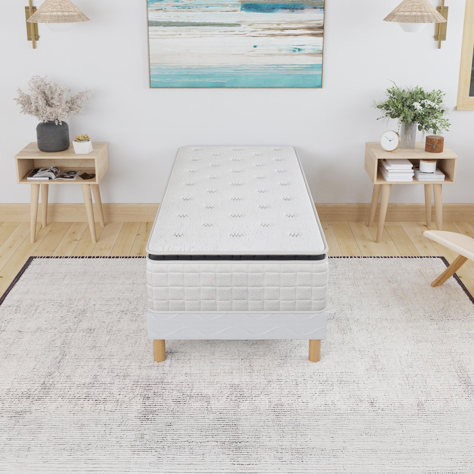CACHEMIRE Matelas ressorts ensachés 90x190 cm épaisseur 28 cm