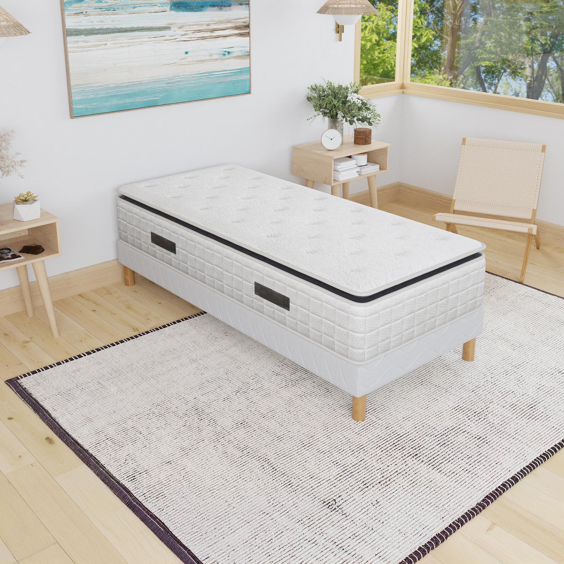 CACHEMIRE Matelas ressorts ensachés 90x190 cm épaisseur 28 cm