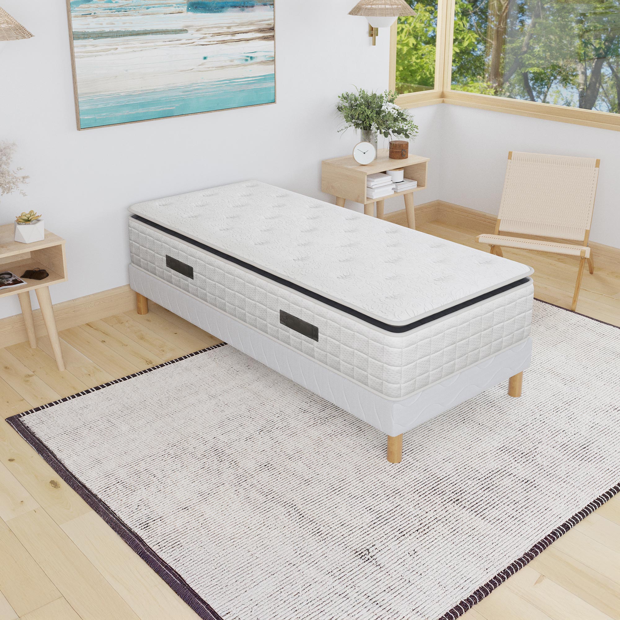 CACHEMIRE Matelas ressorts ensachés 90x190 cm épaisseur 28 cm