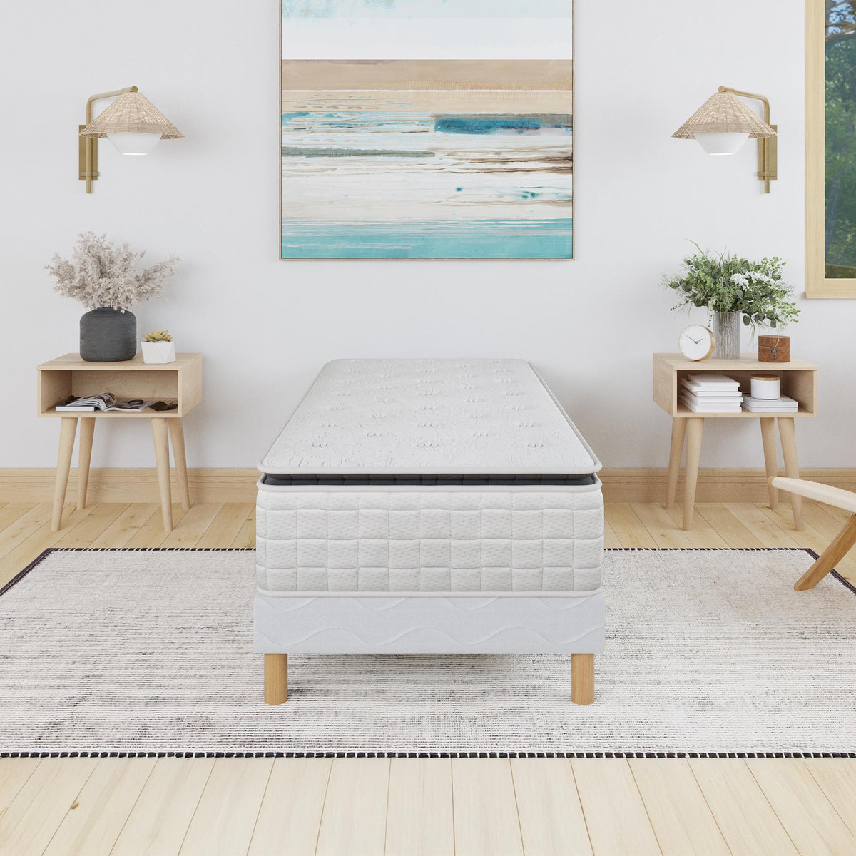 CACHEMIRE Matelas ressorts ensachés 90x190 cm épaisseur 28 cm