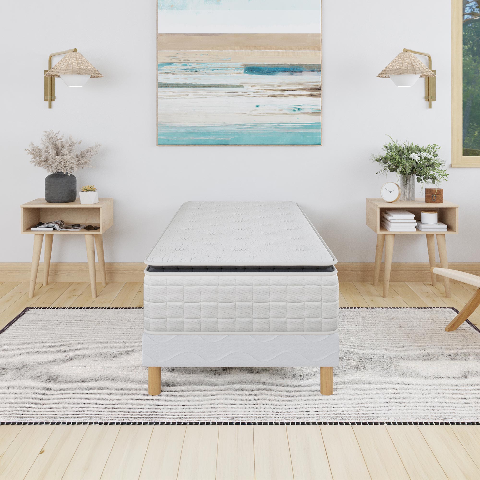 CACHEMIRE Matelas ressorts ensachés 90x190 cm épaisseur 28 cm