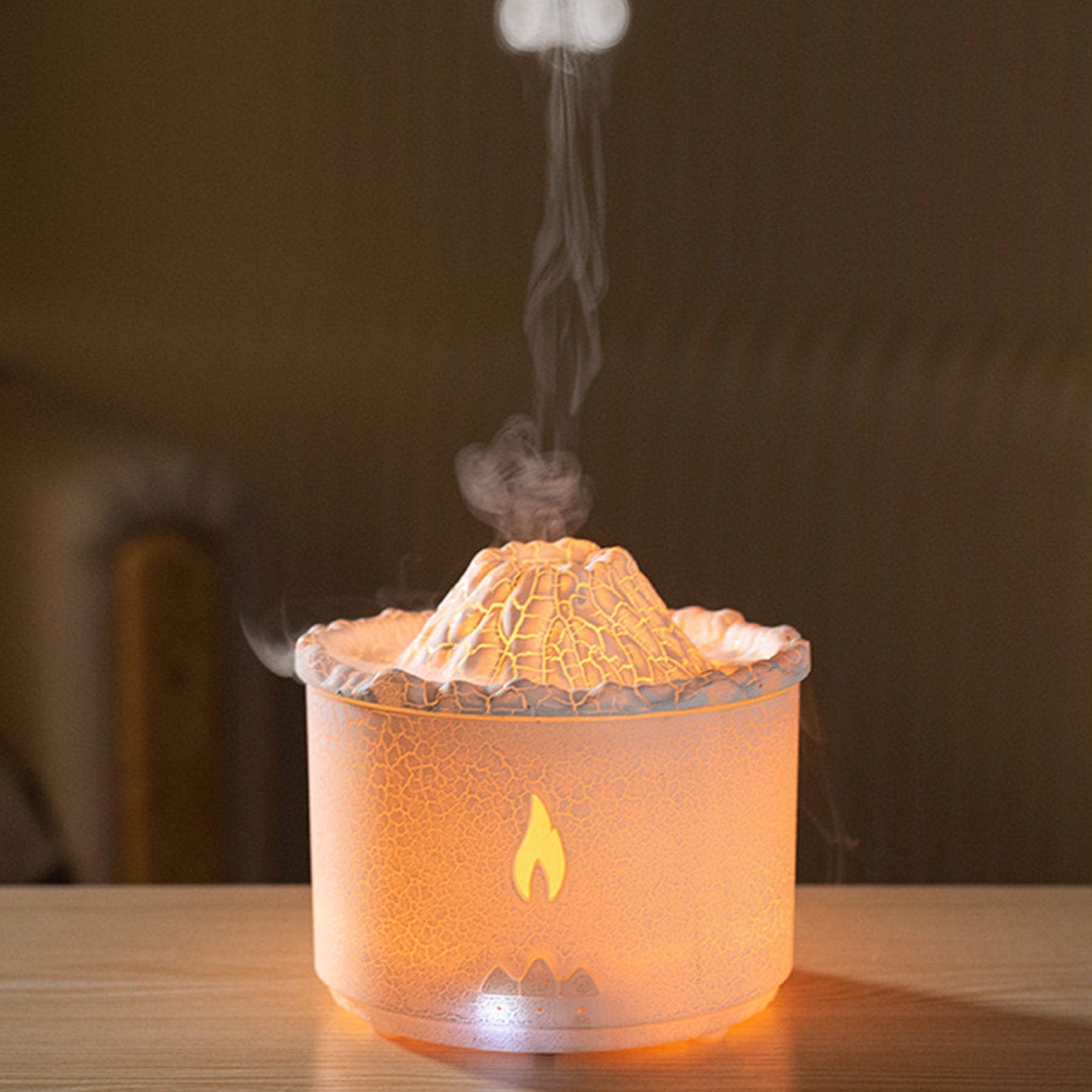 CALY Diffuseur d'huiles essentielles volcan avec flammes à LED blanc