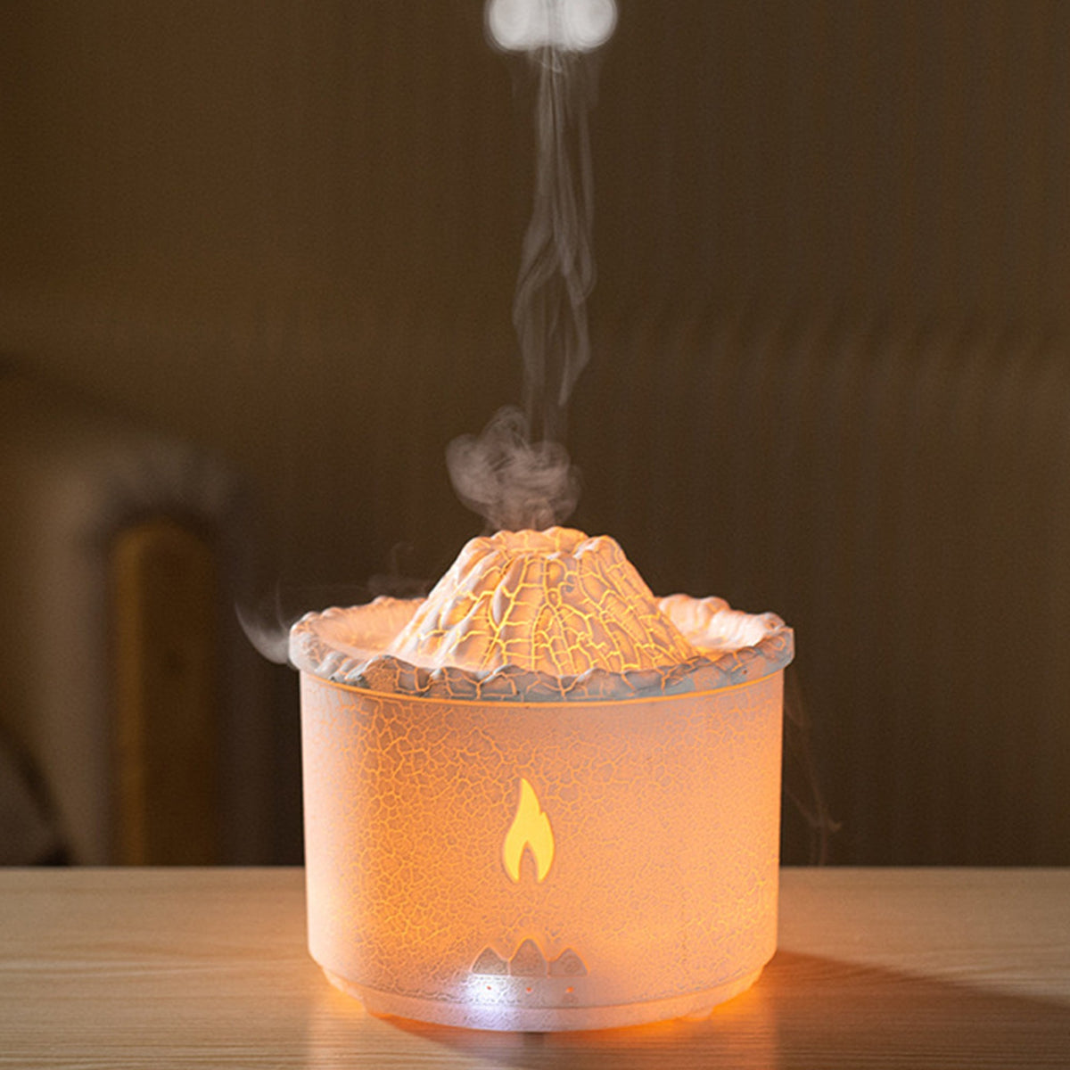 CALY Diffuseur d'huiles essentielles volcan avec flammes à LED blanc