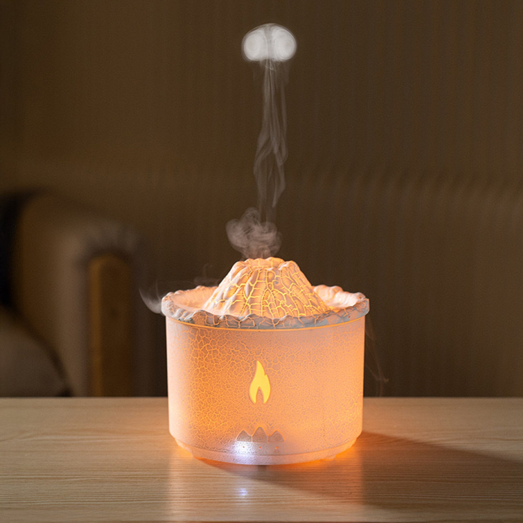 CALY Diffuseur d'huiles essentielles volcan avec flammes à LED blanc