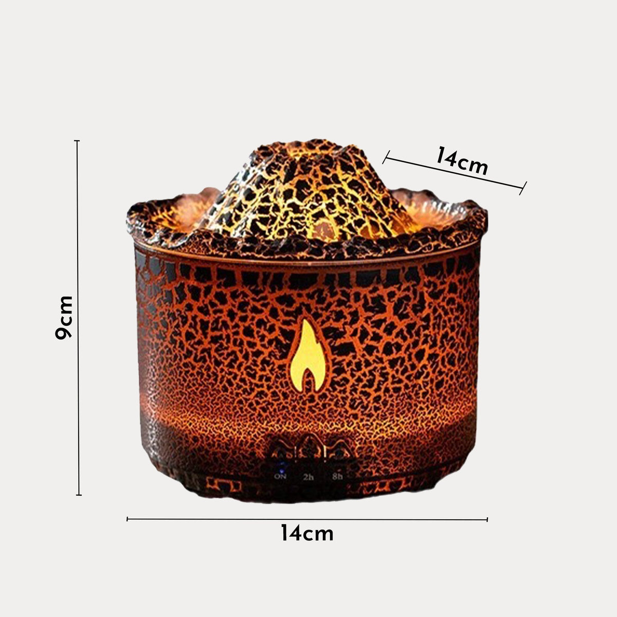 CALY Diffuseur d'huiles essentielles volcan avec flammes à LED noir