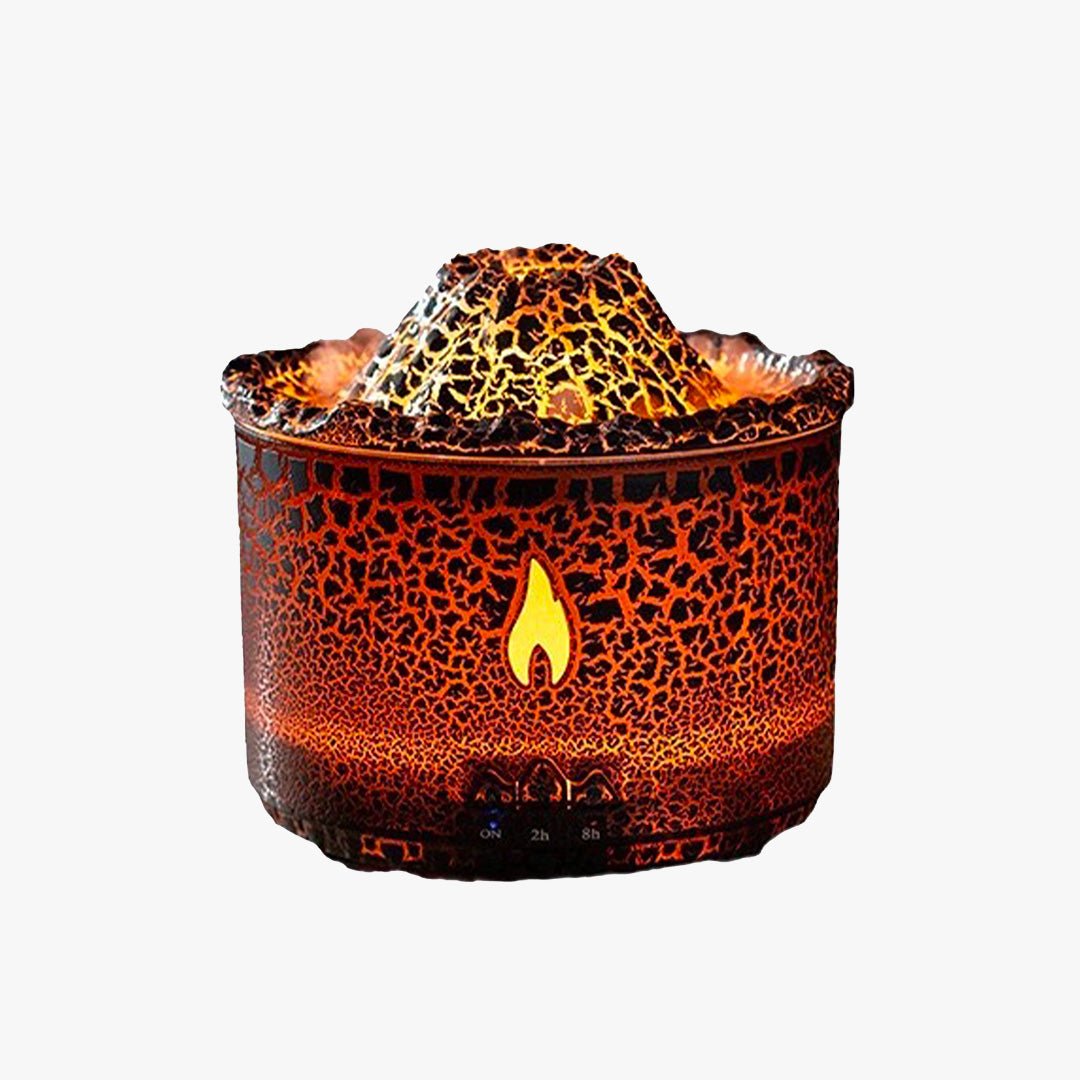 CALY Diffuseur d'huiles essentielles volcan avec flammes à LED noir