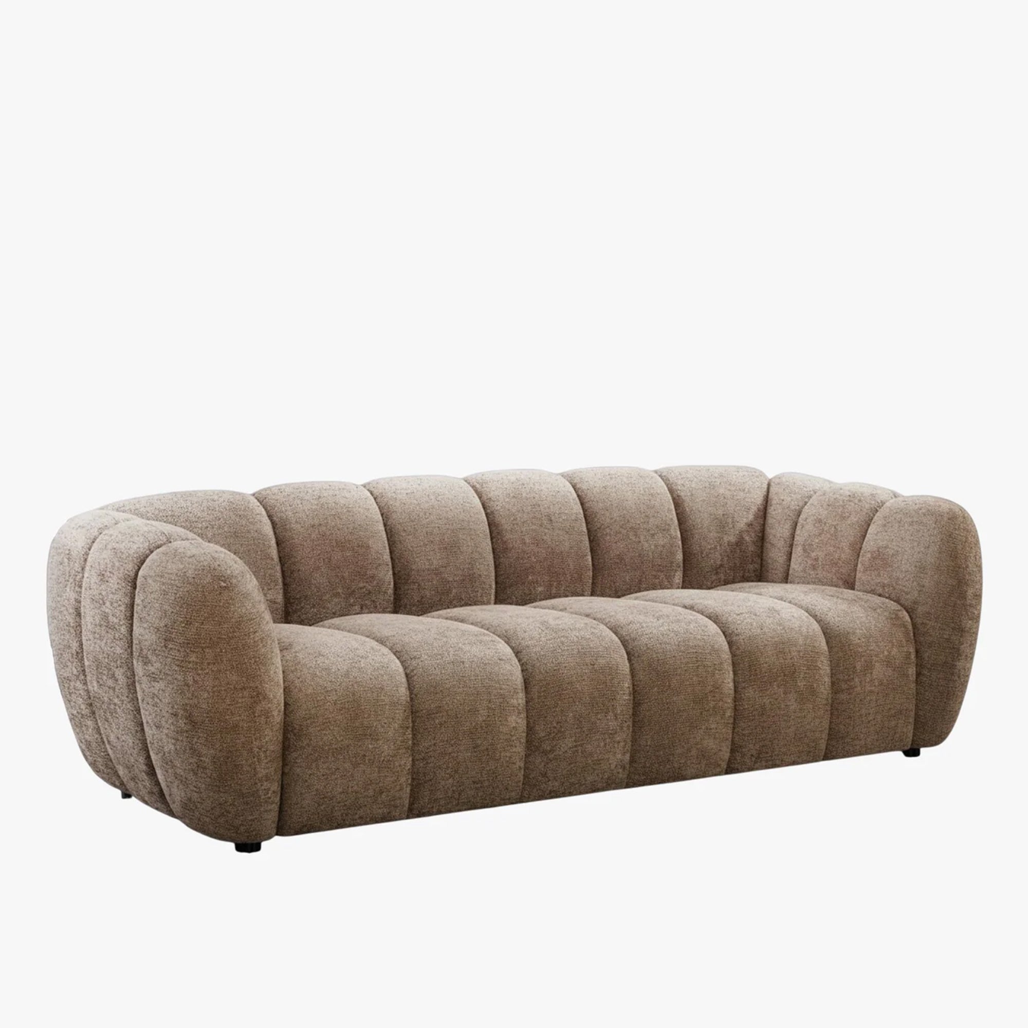 CAMILLE Canapé 3 places en tissu taupe foncé