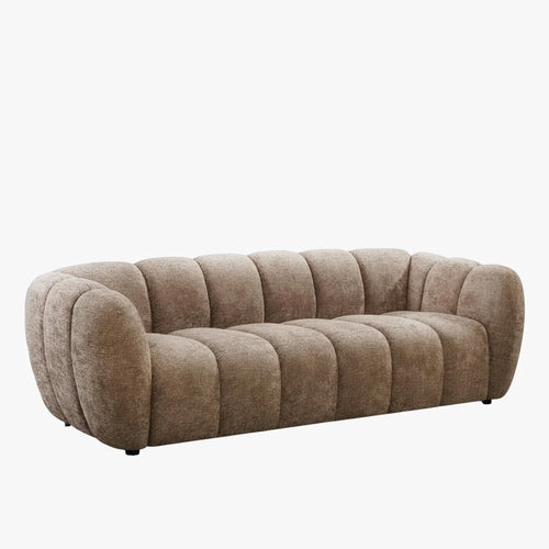CAMILLE Canapé 3 places en tissu taupe foncé