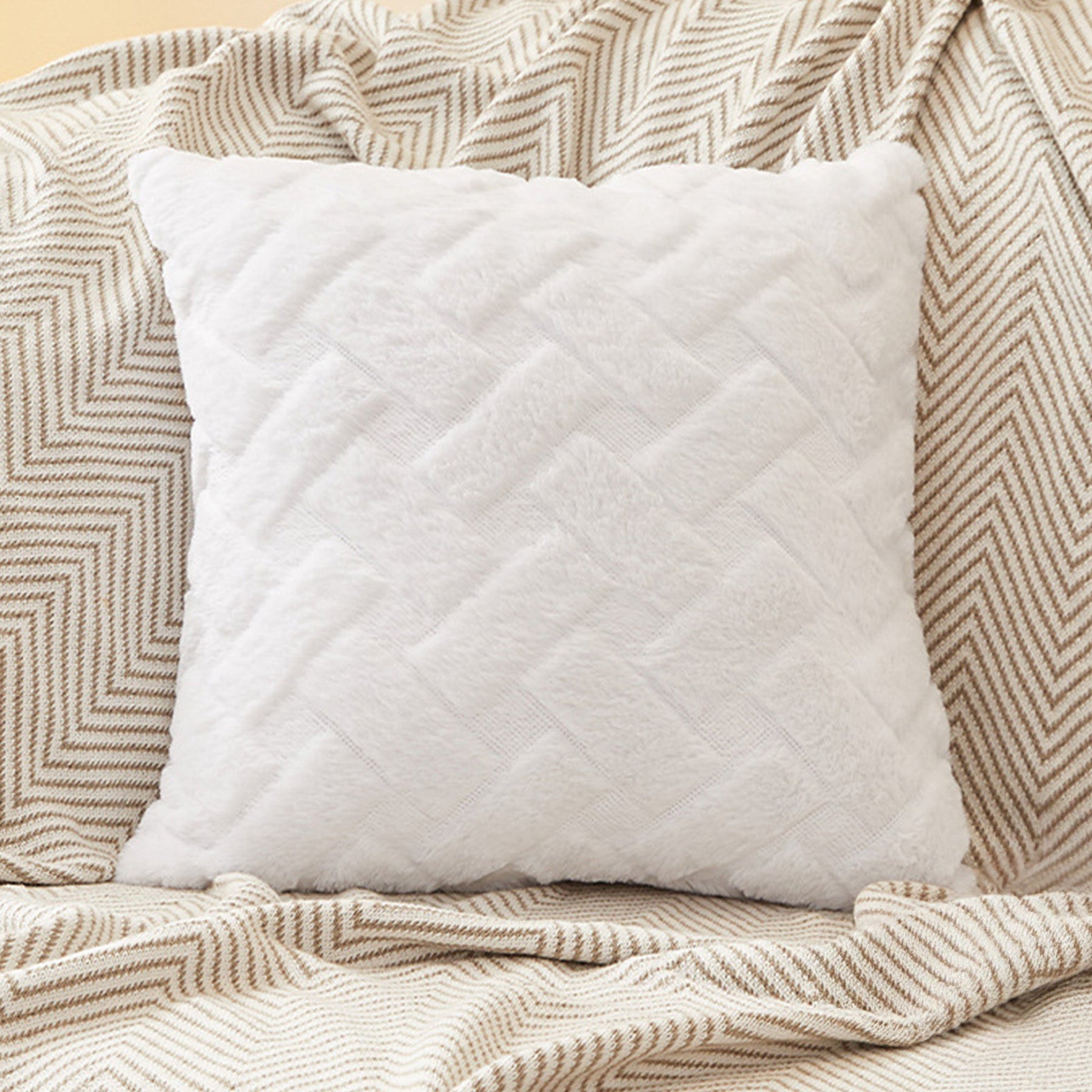 CAPRI Coussin carré en tissu à motifs blanc 43x43 cm