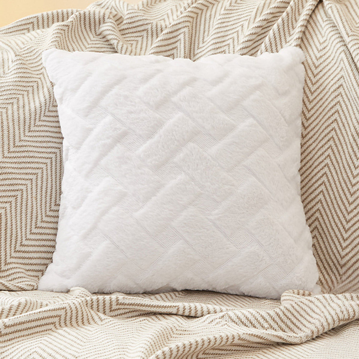 CAPRI Coussin carré en tissu à motifs blanc 43x43 cm