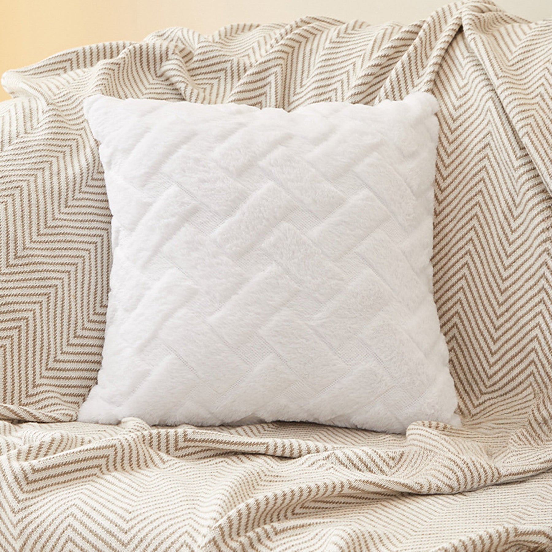 CAPRI Coussin carré en tissu à motifs blanc 43x43 cm