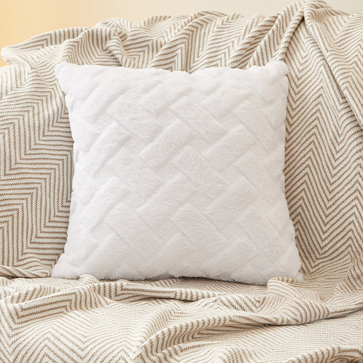CAPRI Coussin carré en tissu à motifs blanc 43x43 cm