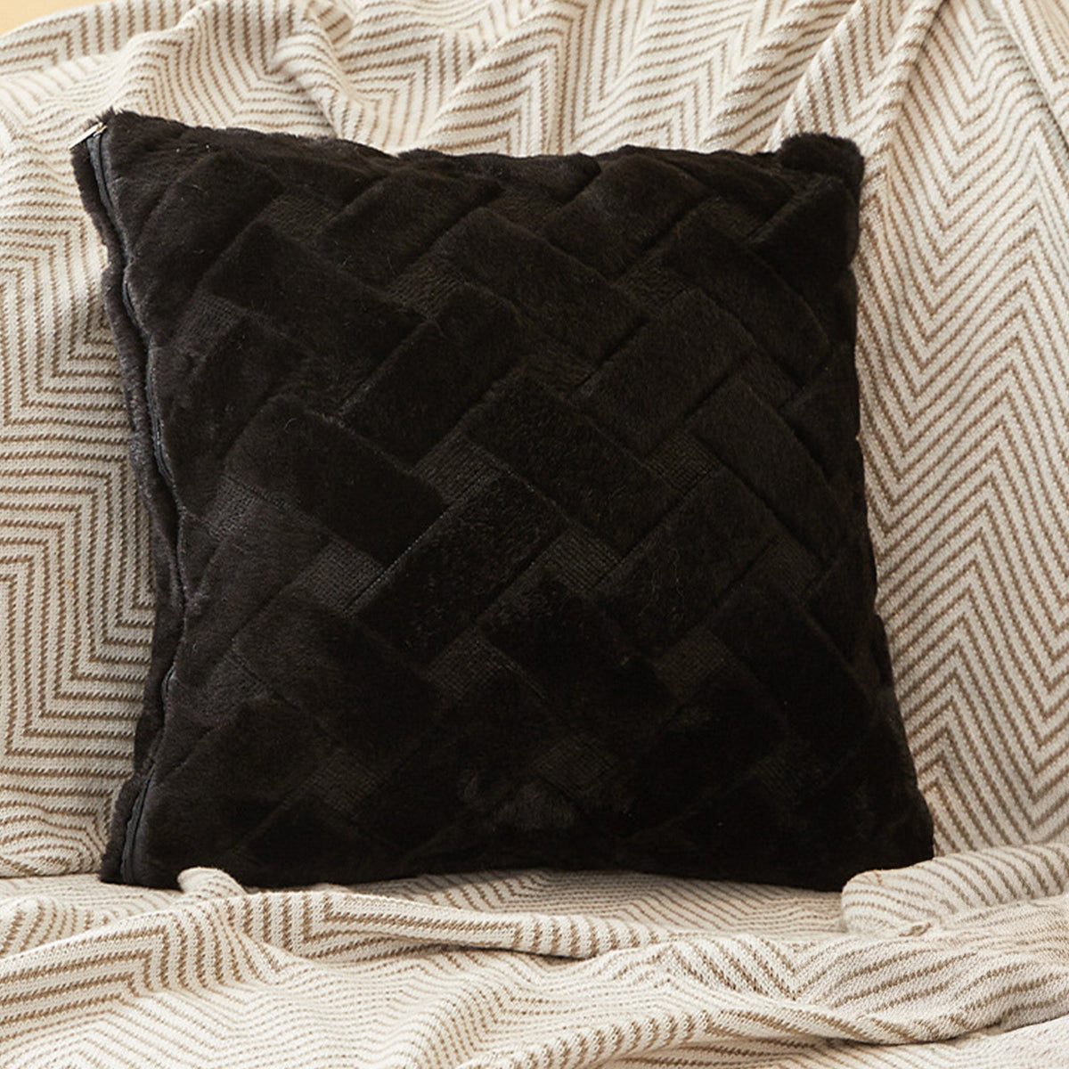 CAPRI Coussin carré en tissu à motifs noir 43x43 cm