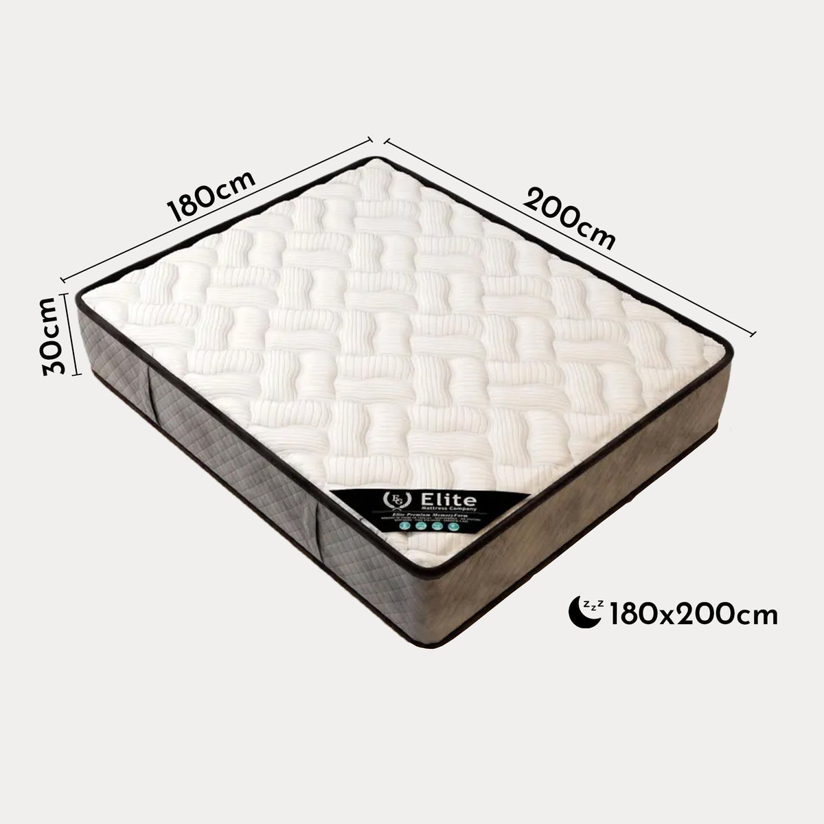 CELESTE Matelas mousse haute resilience  hauteur 30cm - 180x200 cm