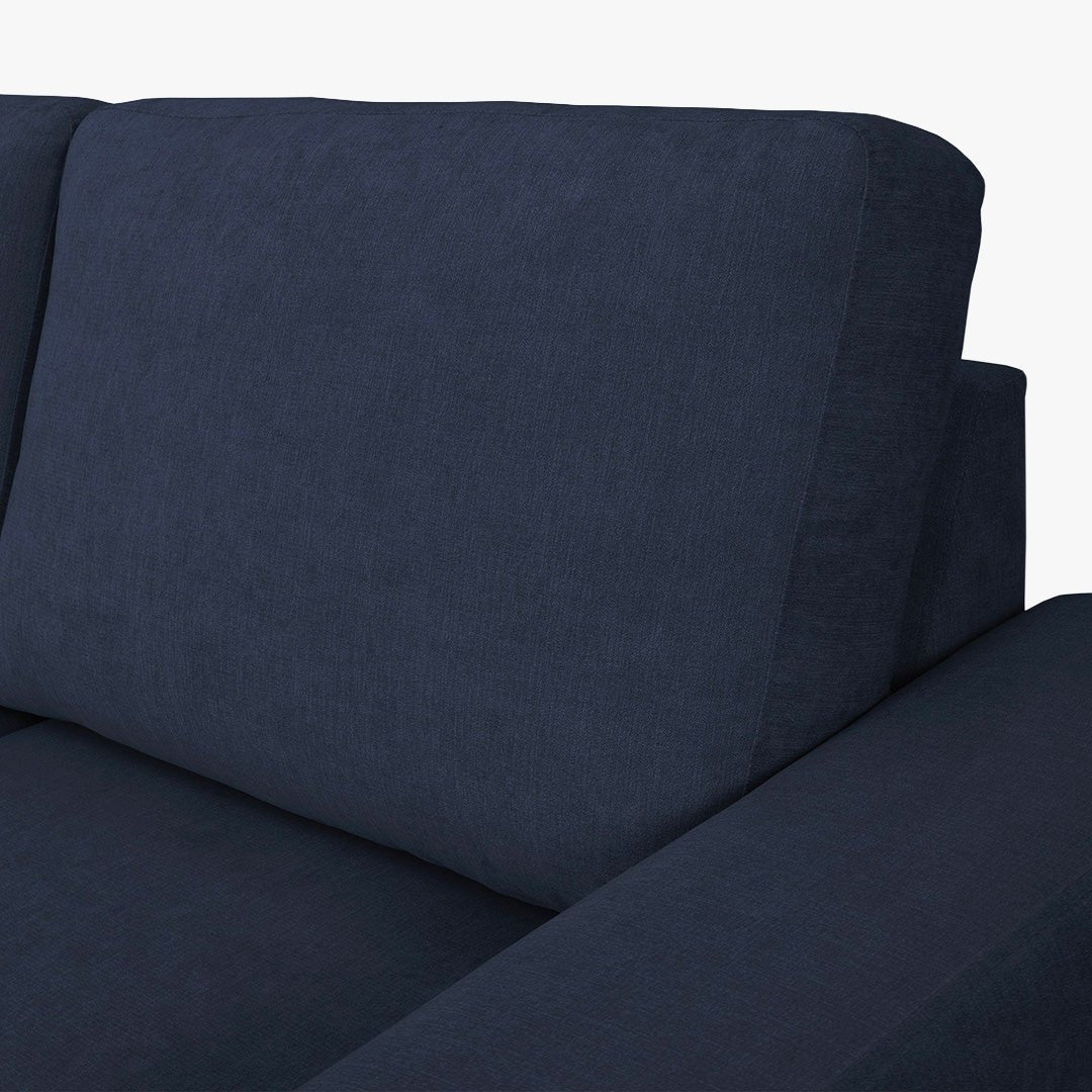 CELIA Canapé d'angle convertible et réversible avec coffre en tissu bleu