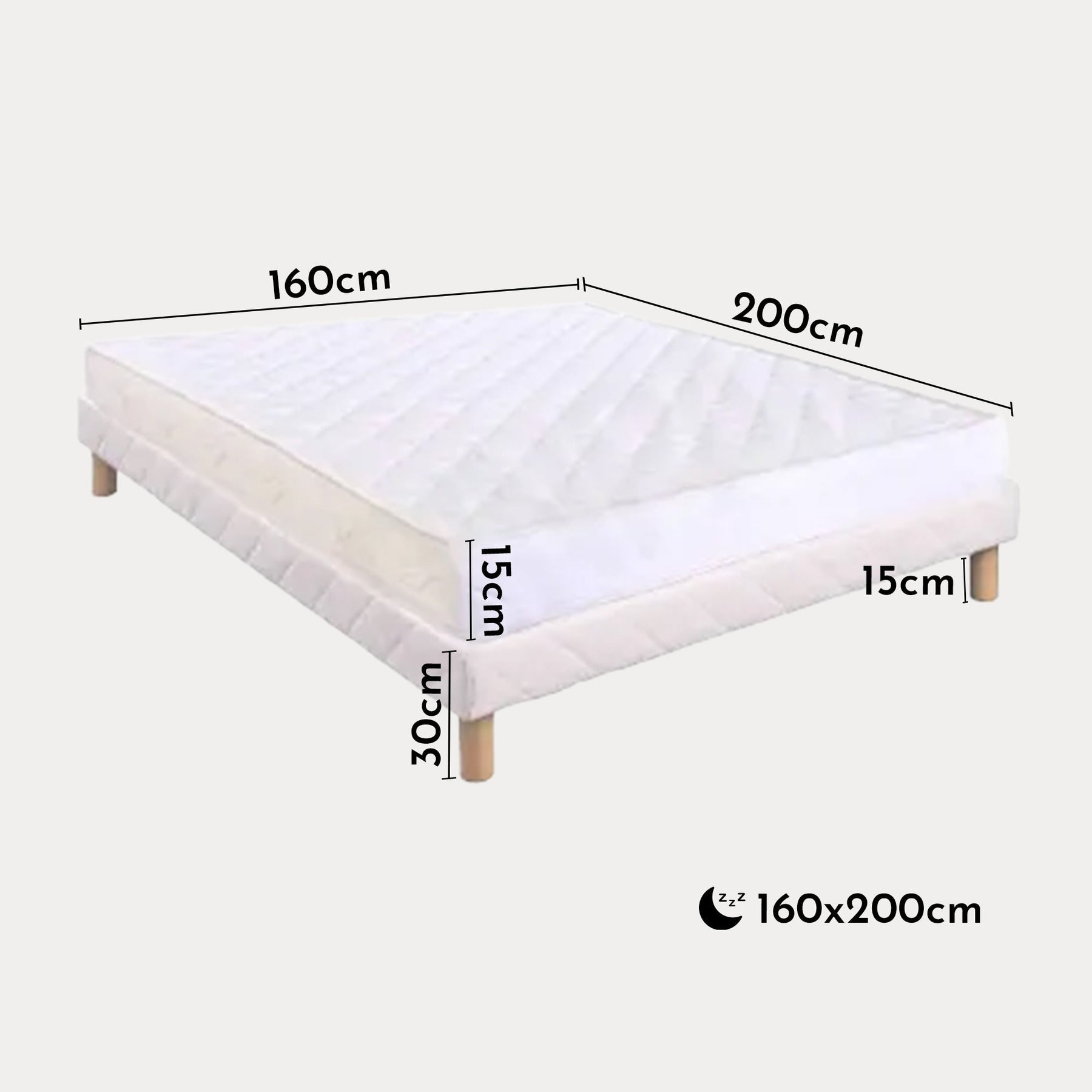 CELTIC Ensemble sommier + matelas 15 cm 160x200