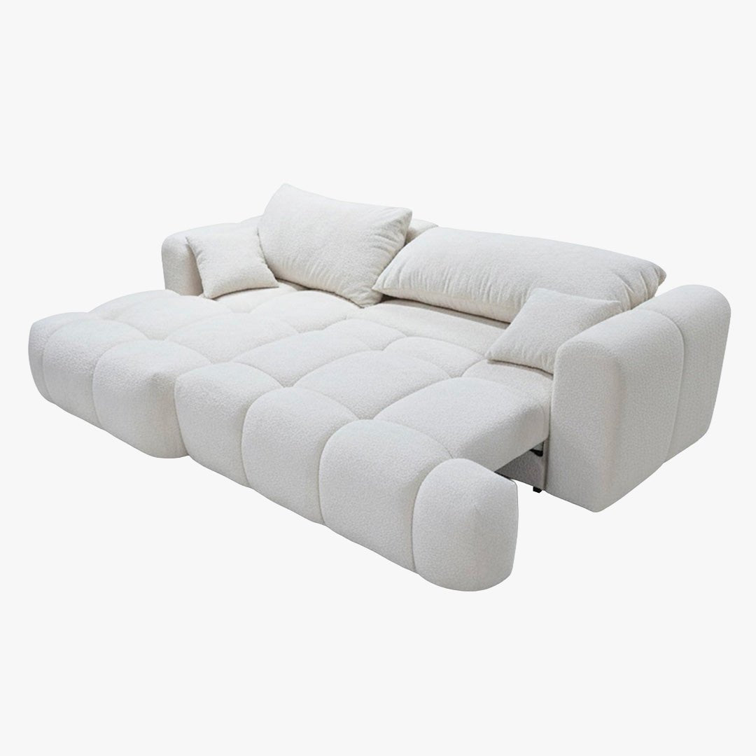 CLOUD Canapé d'angle convertible en tissu bouclette beige - Angle gauche