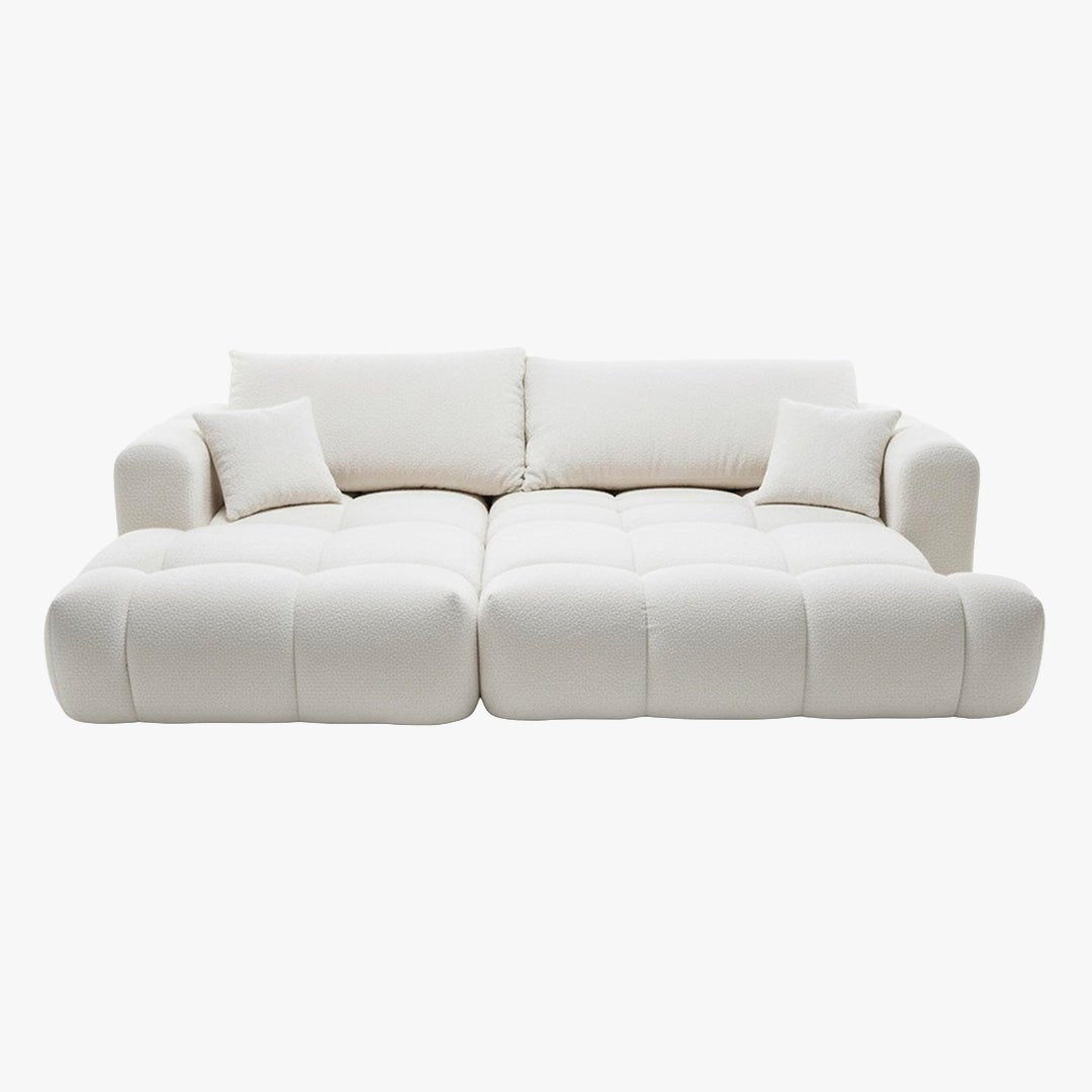 CLOUD Canapé d'angle convertible en tissu bouclette beige - Angle gauche
