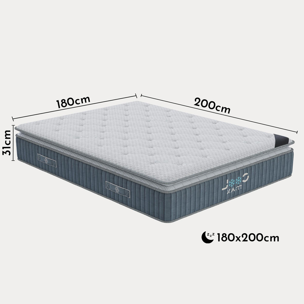 COOL MAX Matelas mémoire de forme et ressorts ensachés 180x200 cm épaisseur 31 cm