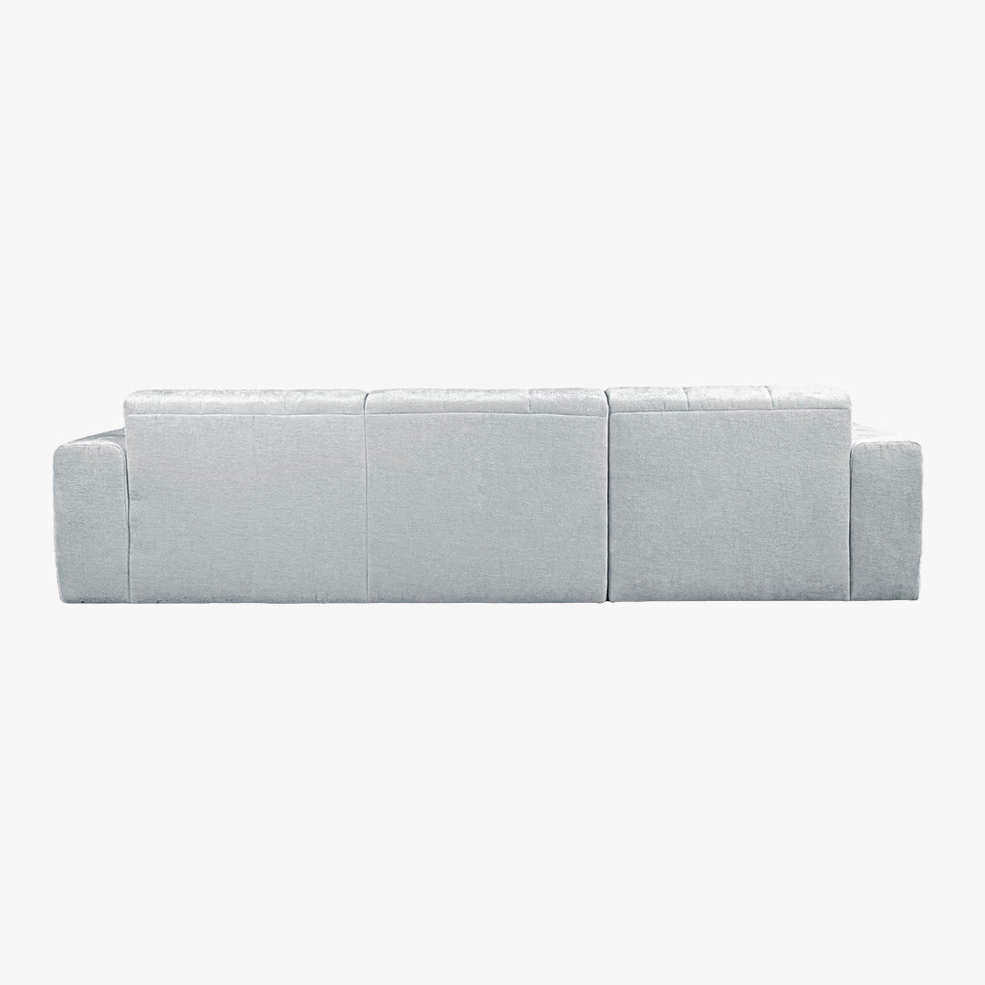 CYNDA Canapé d'angle en tissu capitonné gris - Angle gauche