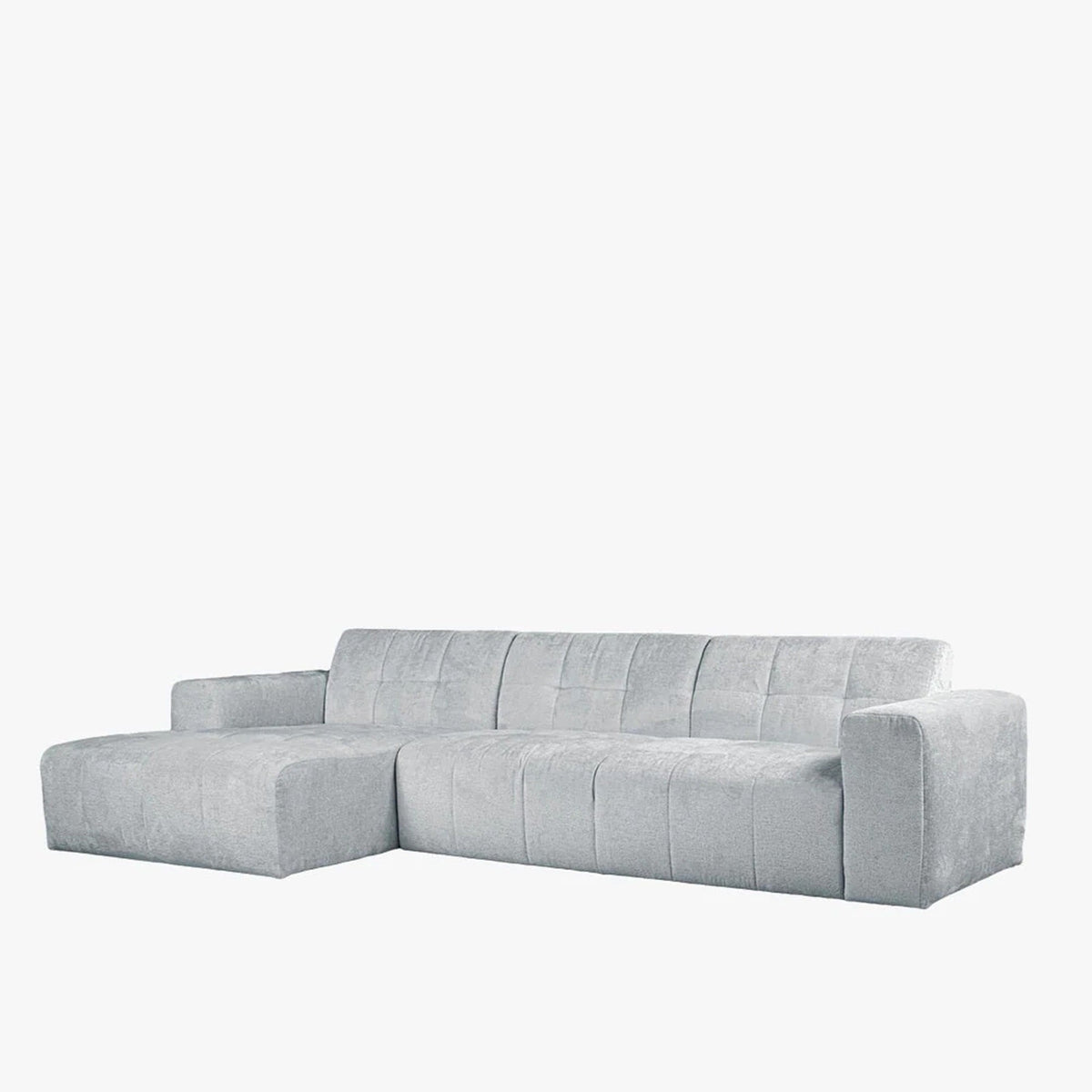 CYNDA Canapé d'angle en tissu capitonné gris - Angle gauche