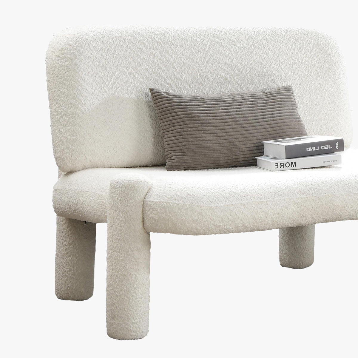 DANITA Canapé 2 places design effet peau de mouton blanc écru