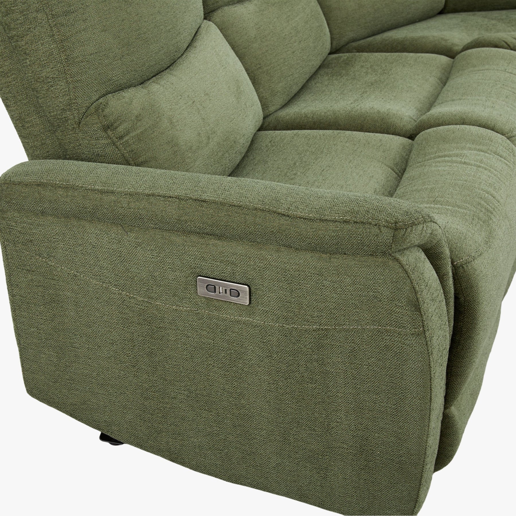 DAVY Canapé d'angle relax électrique en tissu vert - Angle droit