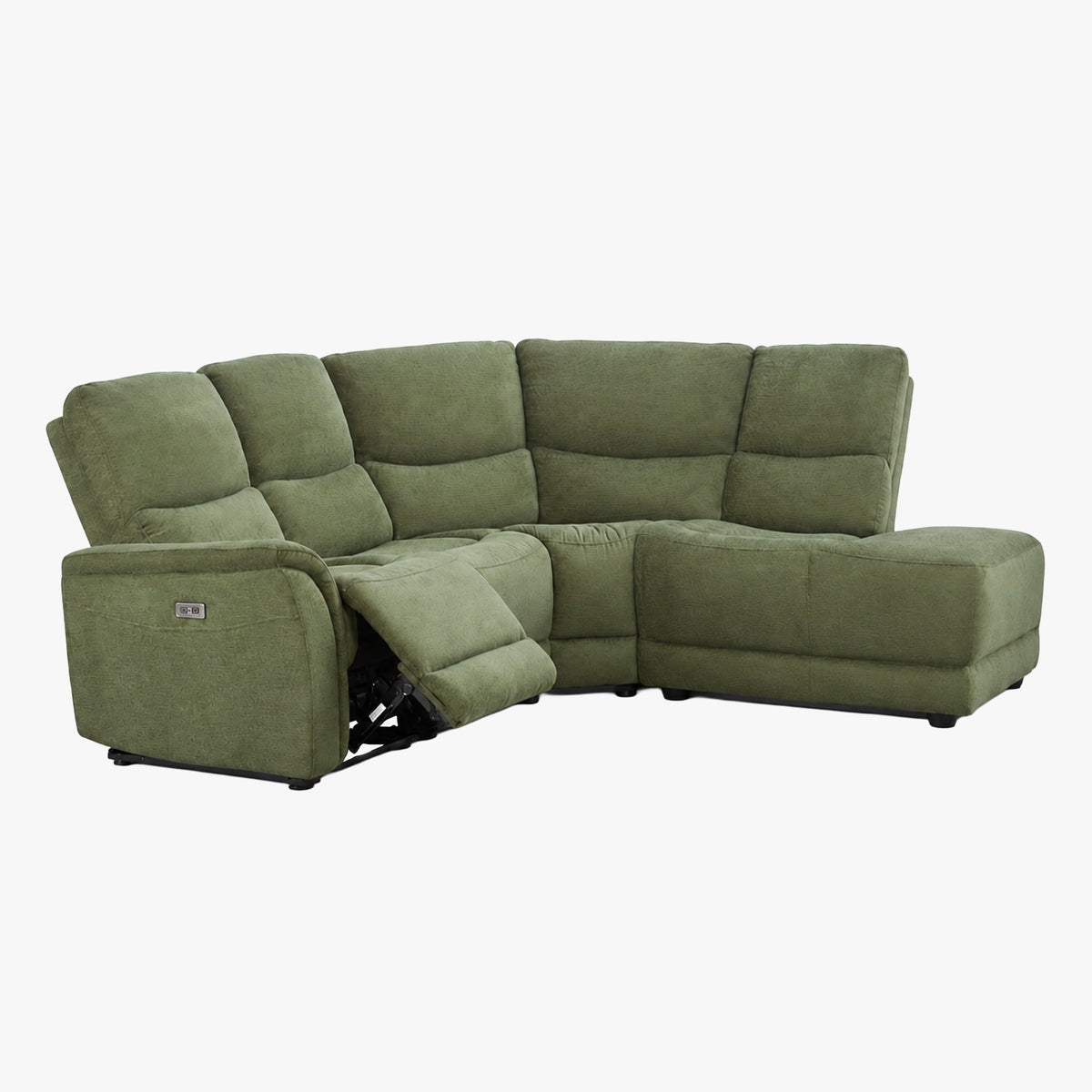 DAVY Canapé d'angle relax électrique en tissu vert - Angle droit