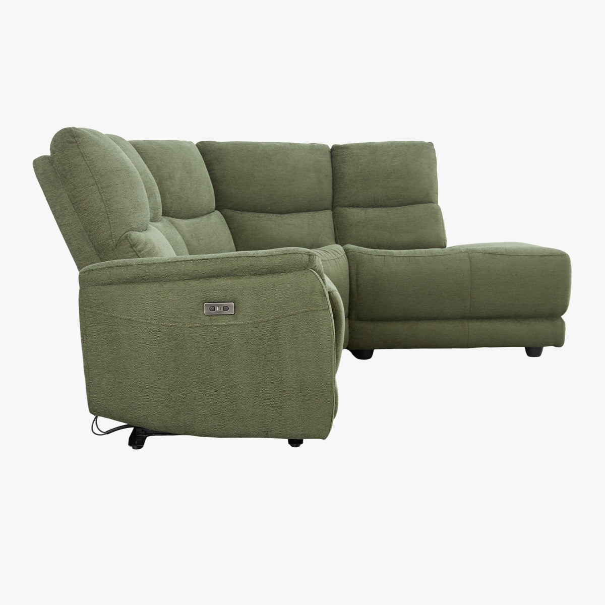DAVY Canapé d'angle relax électrique en tissu vert - Angle droit