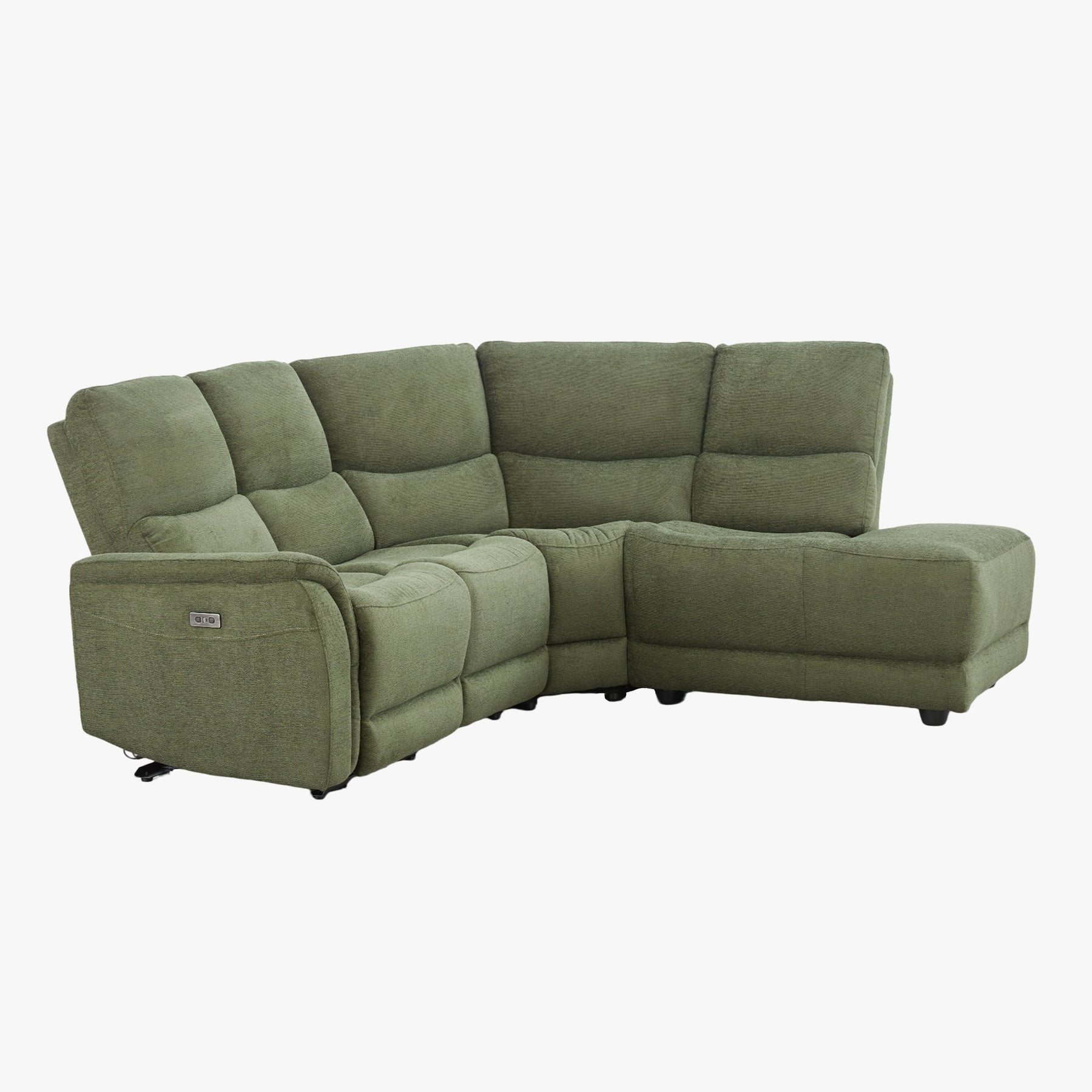 DAVY Canapé d'angle relax électrique en tissu vert - Angle droit